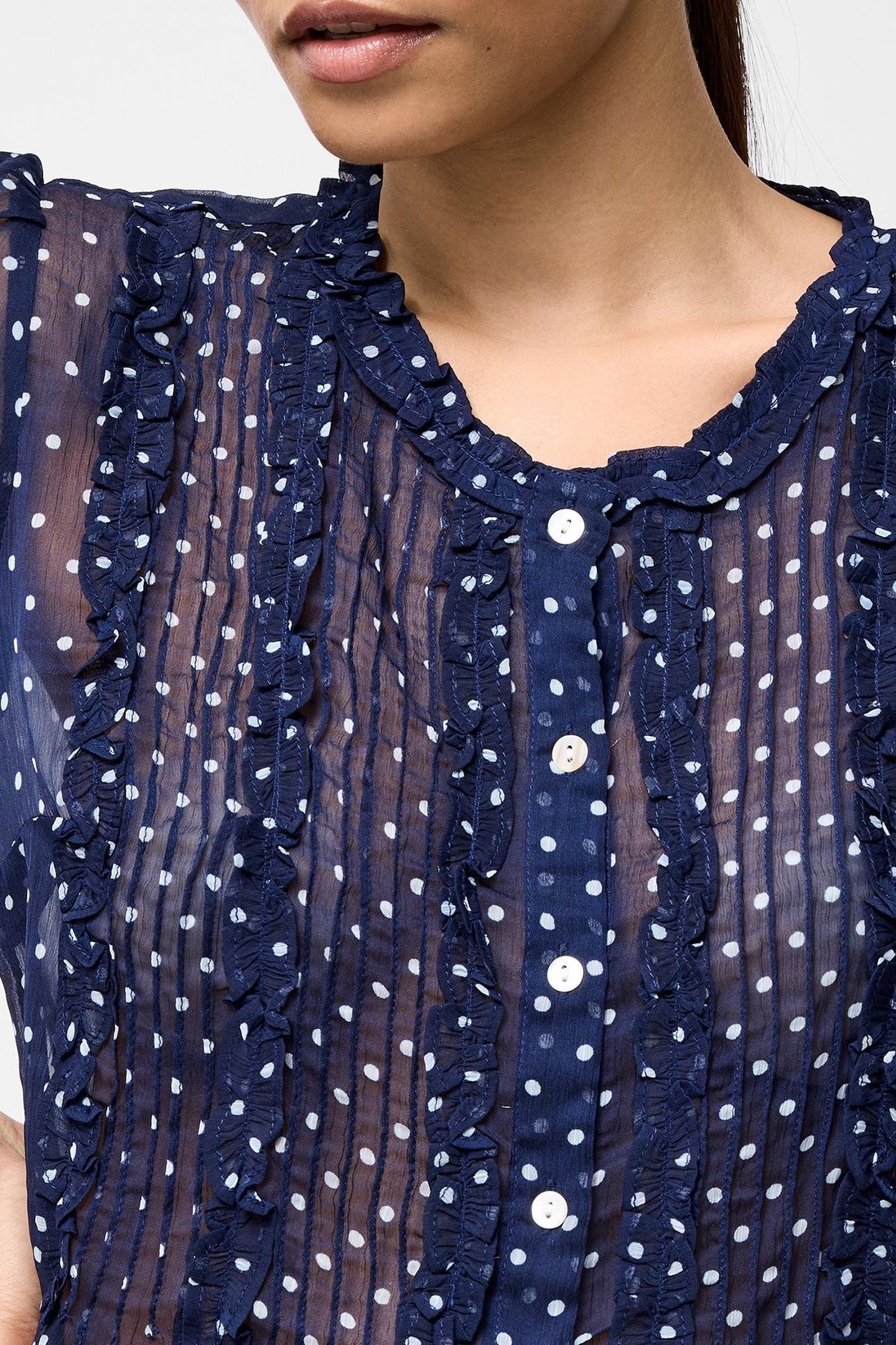 POLKA S/S RUFFLE TOP MIDNIGHT/WHITE 3