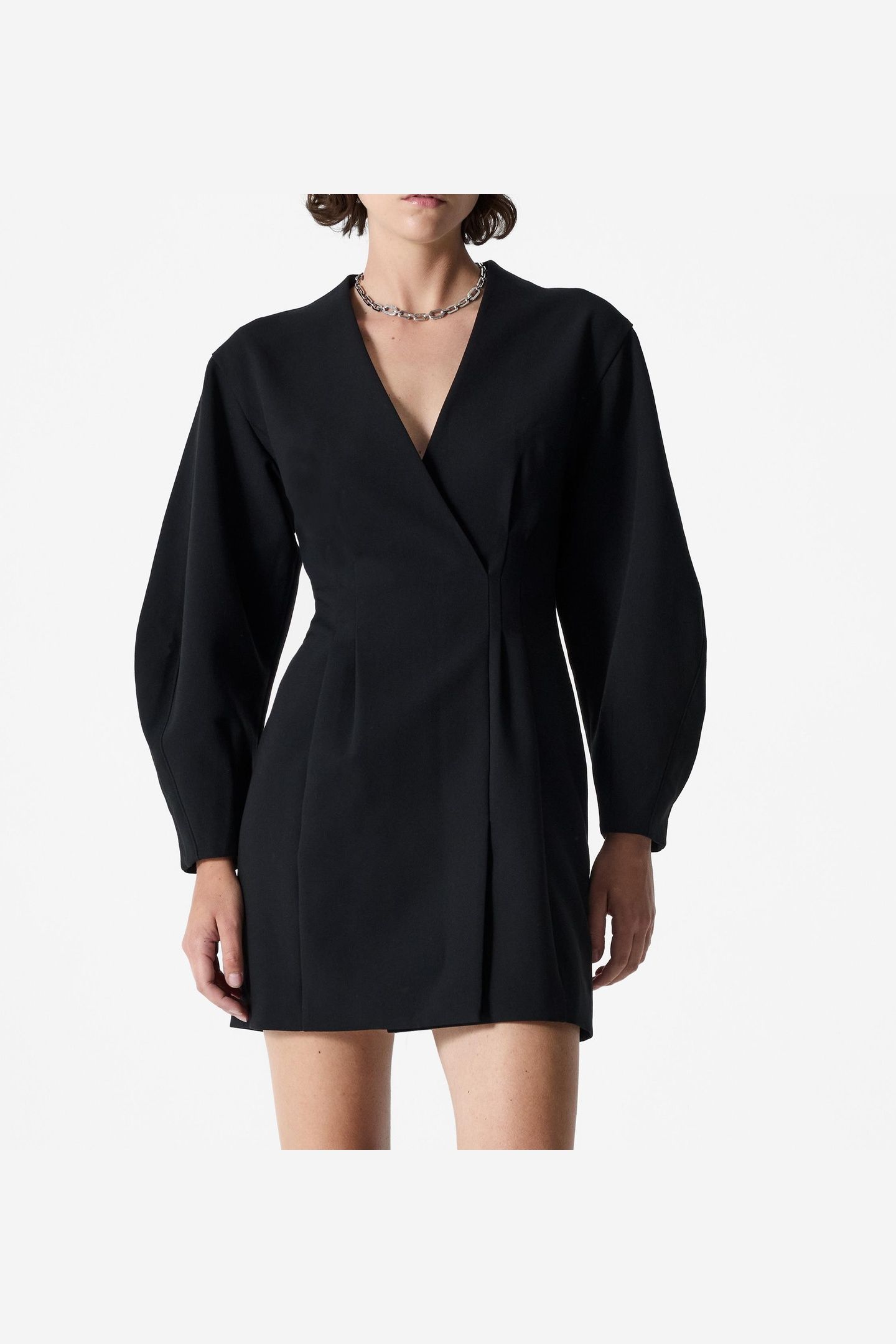 AZRA TWILL WRAP DRESS BLACK 3