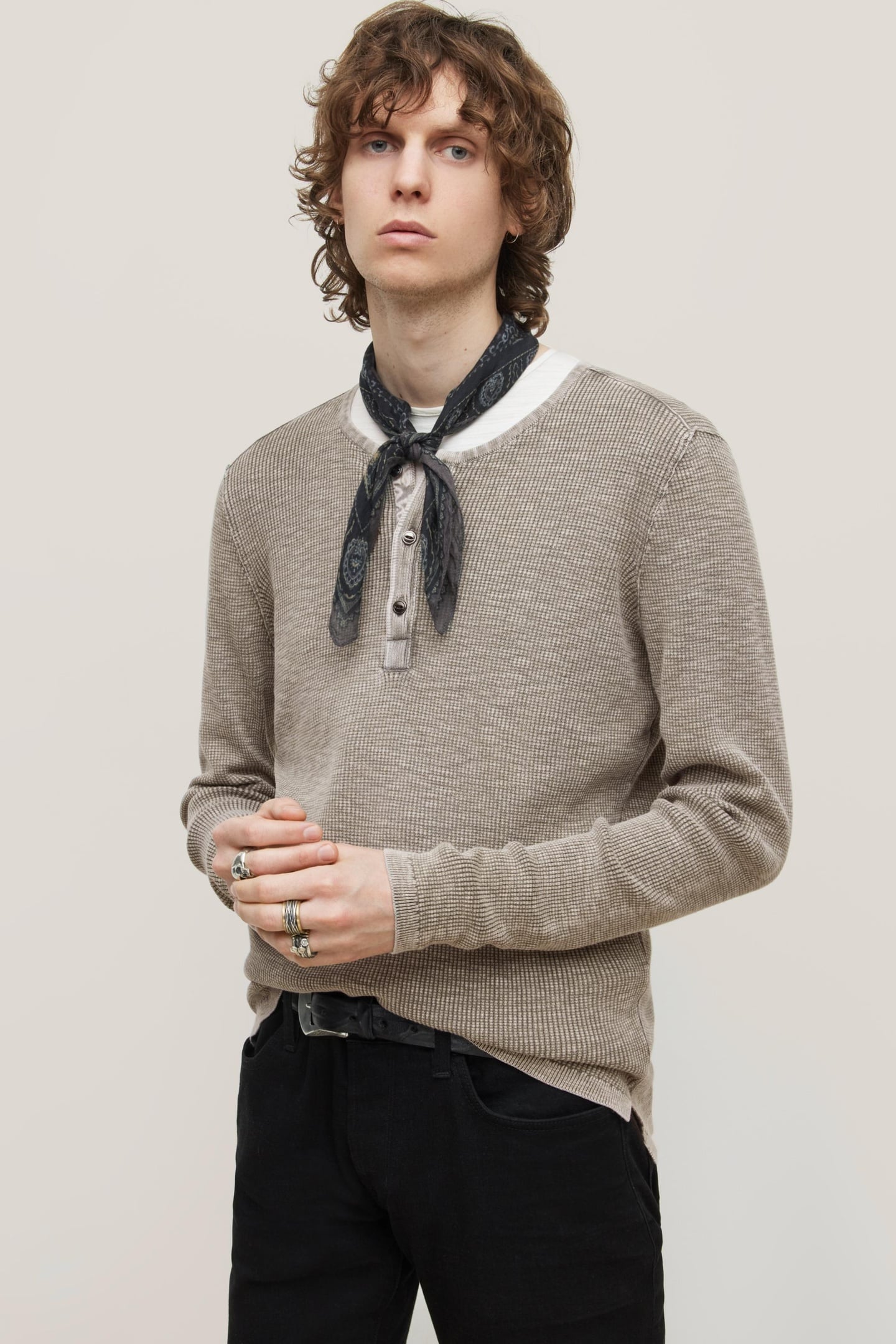 NASHVILLE WAFFLE HENLEY I GREY HTHR 2