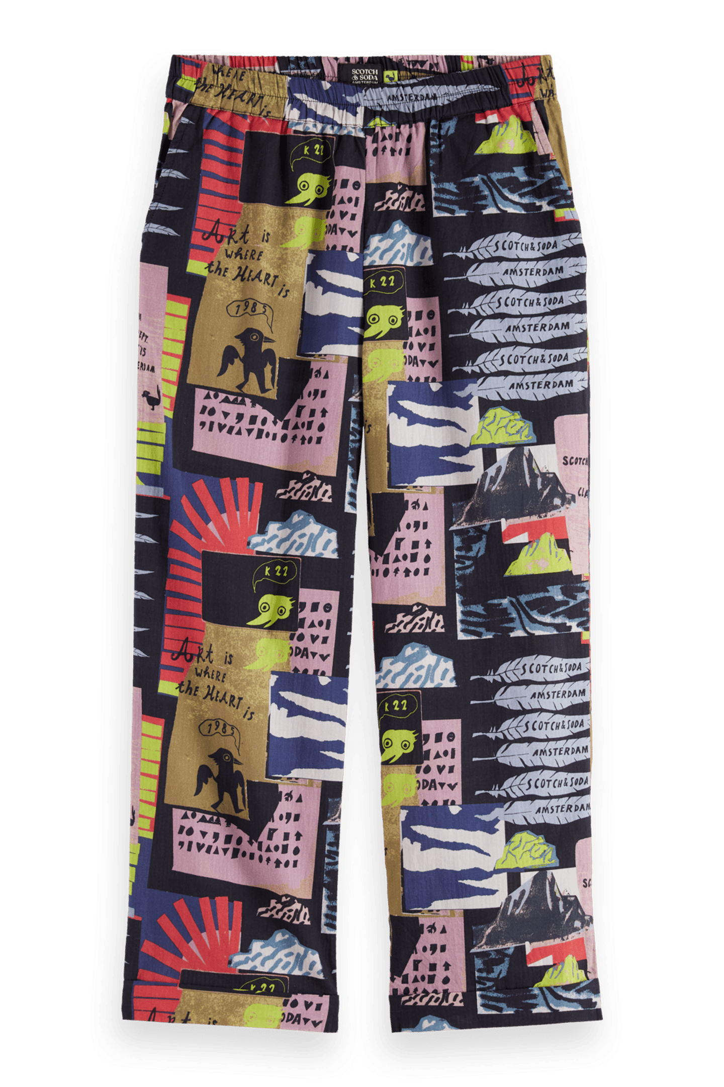 GIRLS ALL-OVER PRINTED SEERSUCKER PANTS ART DEPT COLLAGE ANT 2