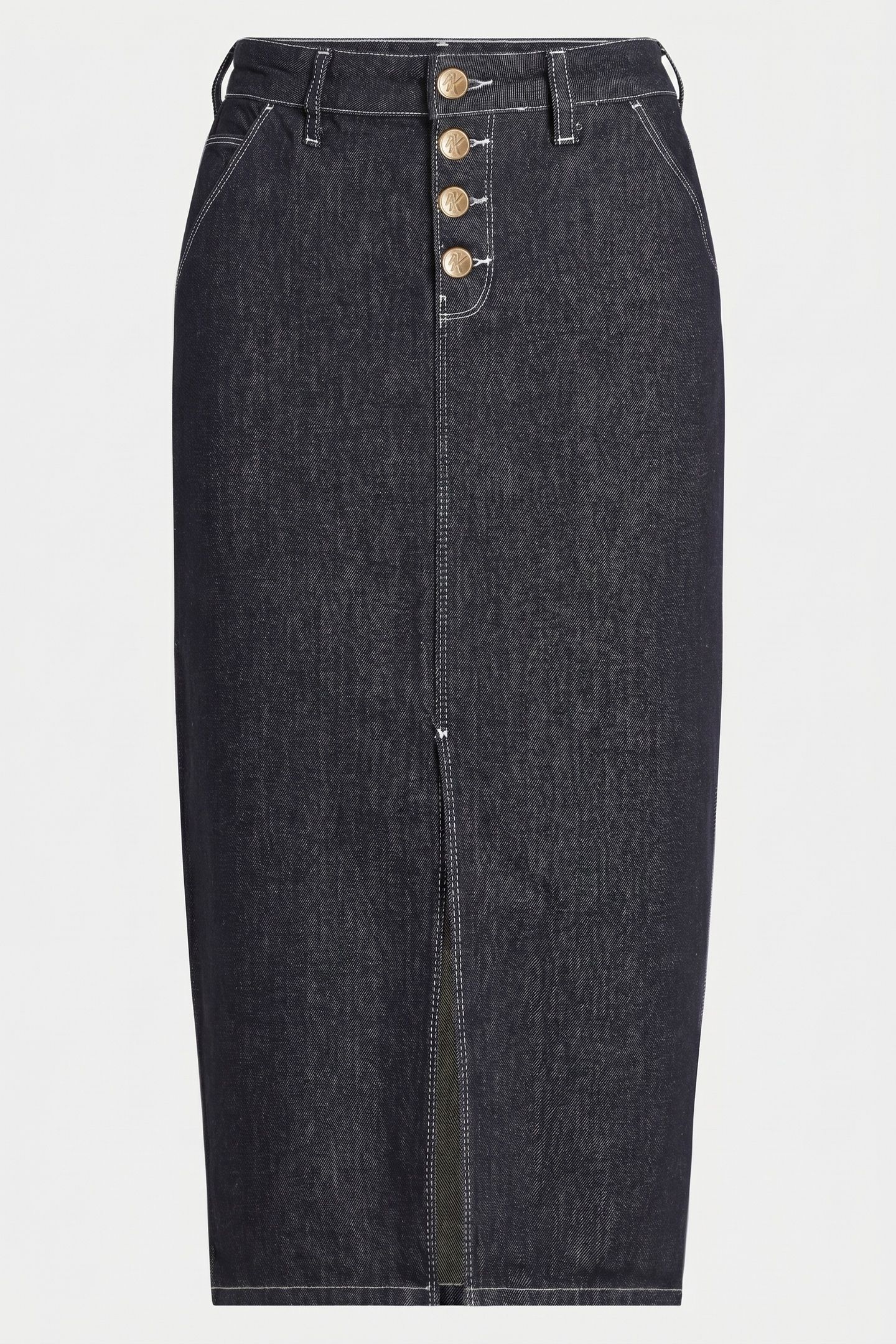 BUTTON DENIM SKIRT DARK BLUE DENIM 3