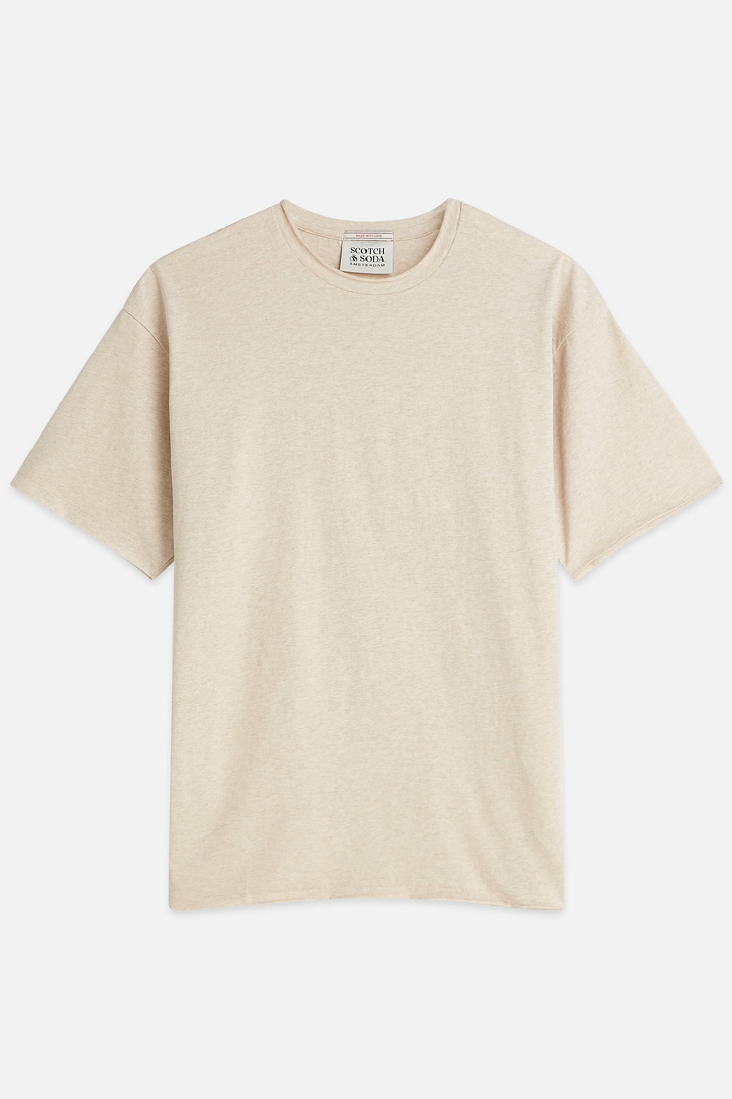 RAW-EDGED RELAXED-FIT GARMENT-DYED T-SHIRT OATMEAL MELANGE 4