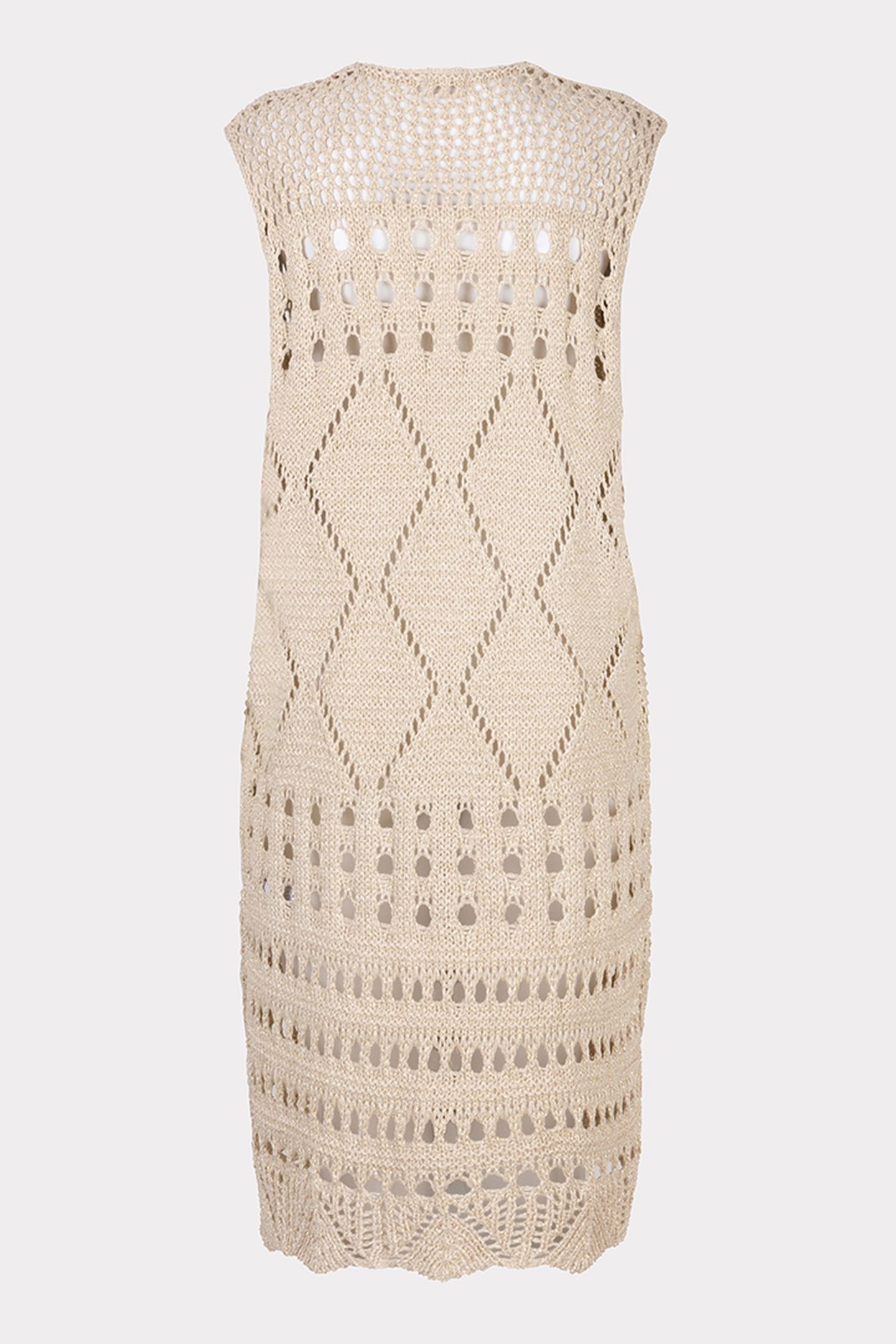 GILLET LONG FANCY OPEN KNIT LUREX LIGHT SAND 5
