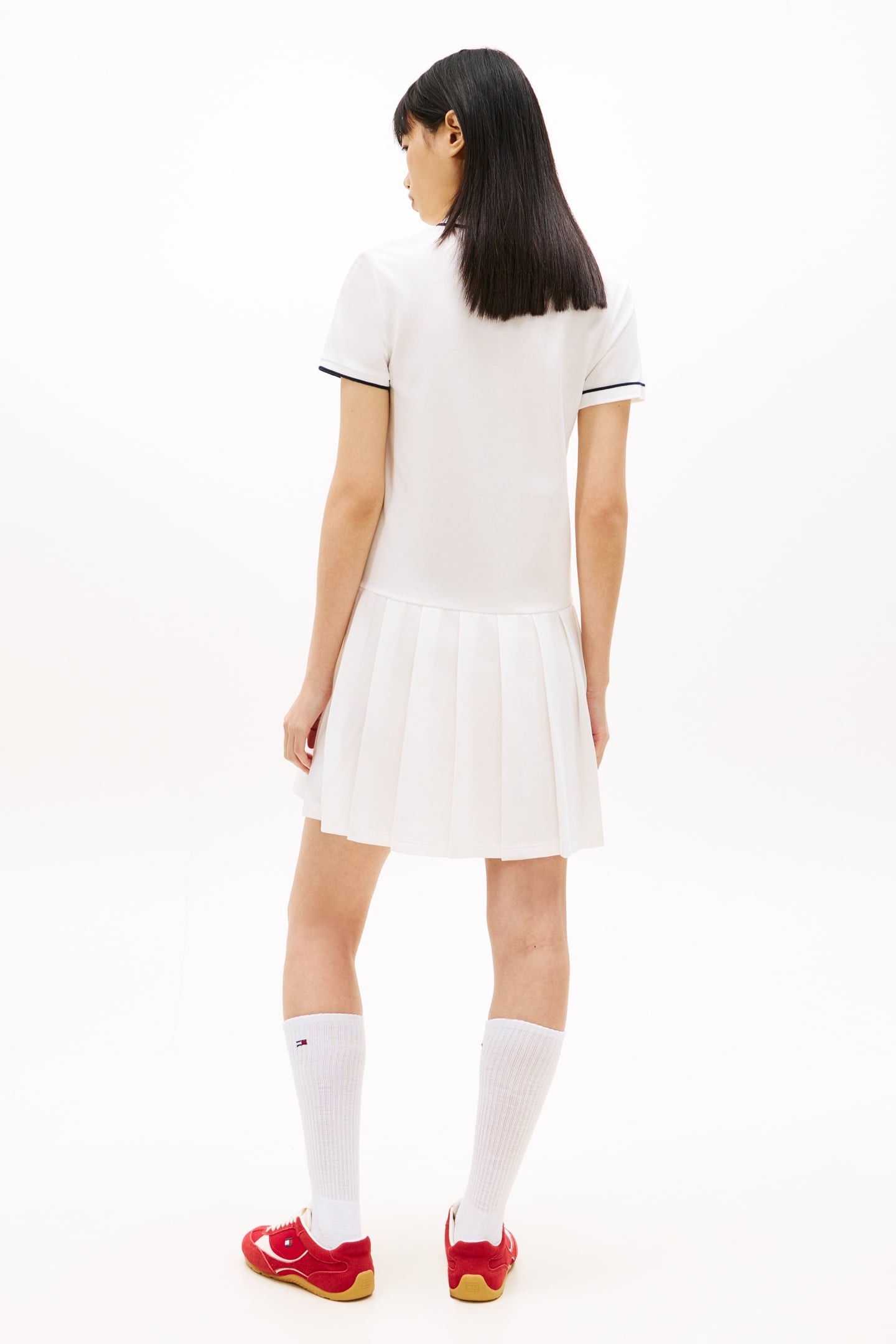 TJW BADGE PLEAT PIQUE DRESS ECRU 3