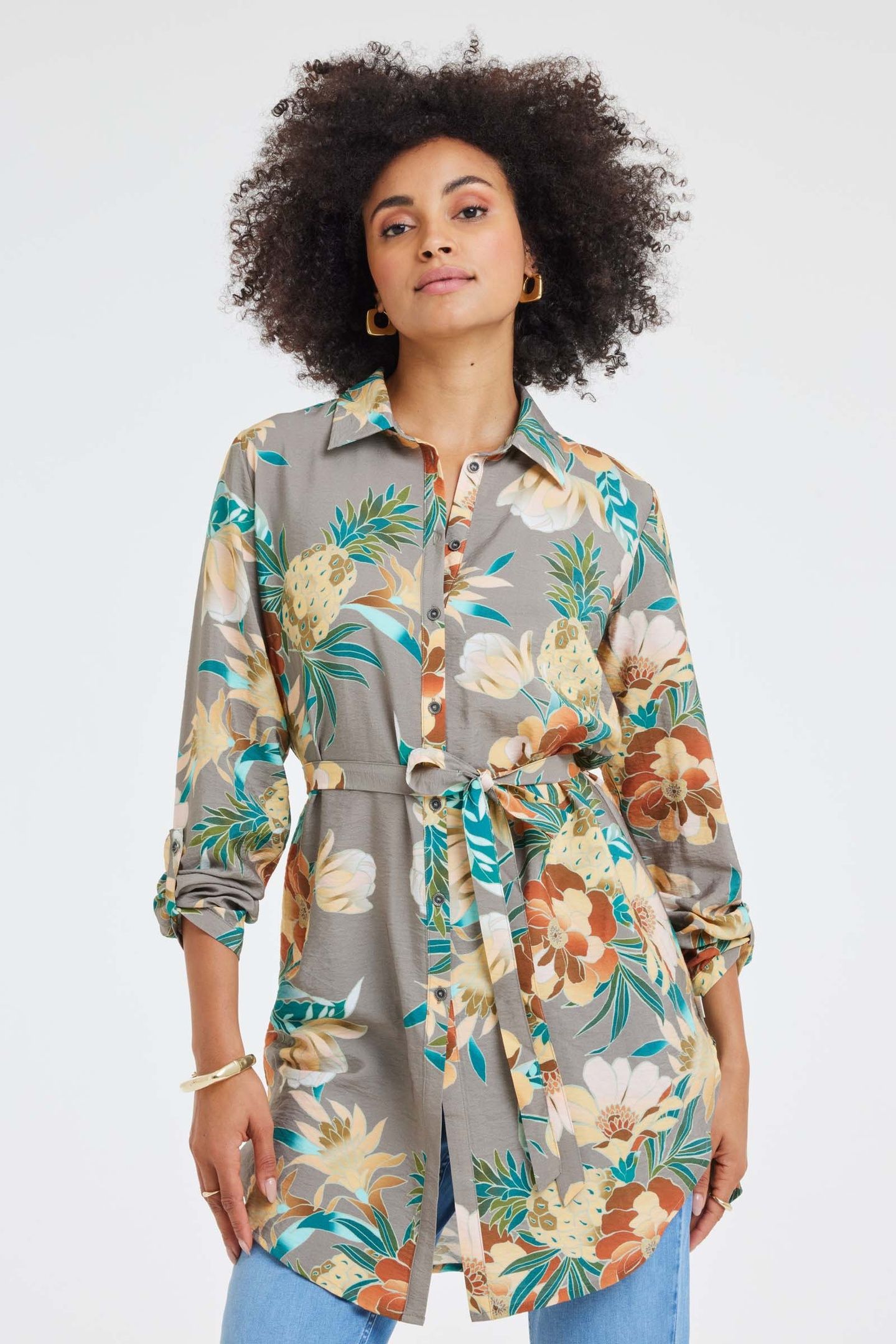 TUNIC JOLIE TAUPE RISING SUN PRINT 1