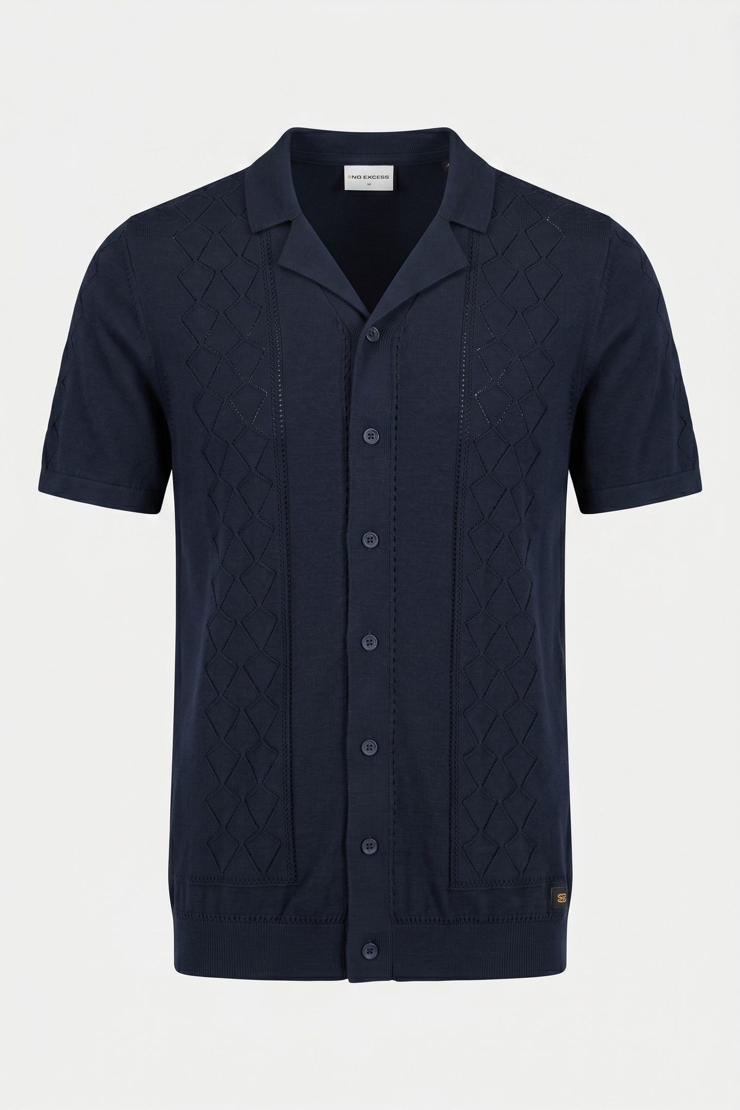 PULLOVER SHORT SLEEVE FULL BUTTON POLO SOLID JACQUARD NIGHT 3