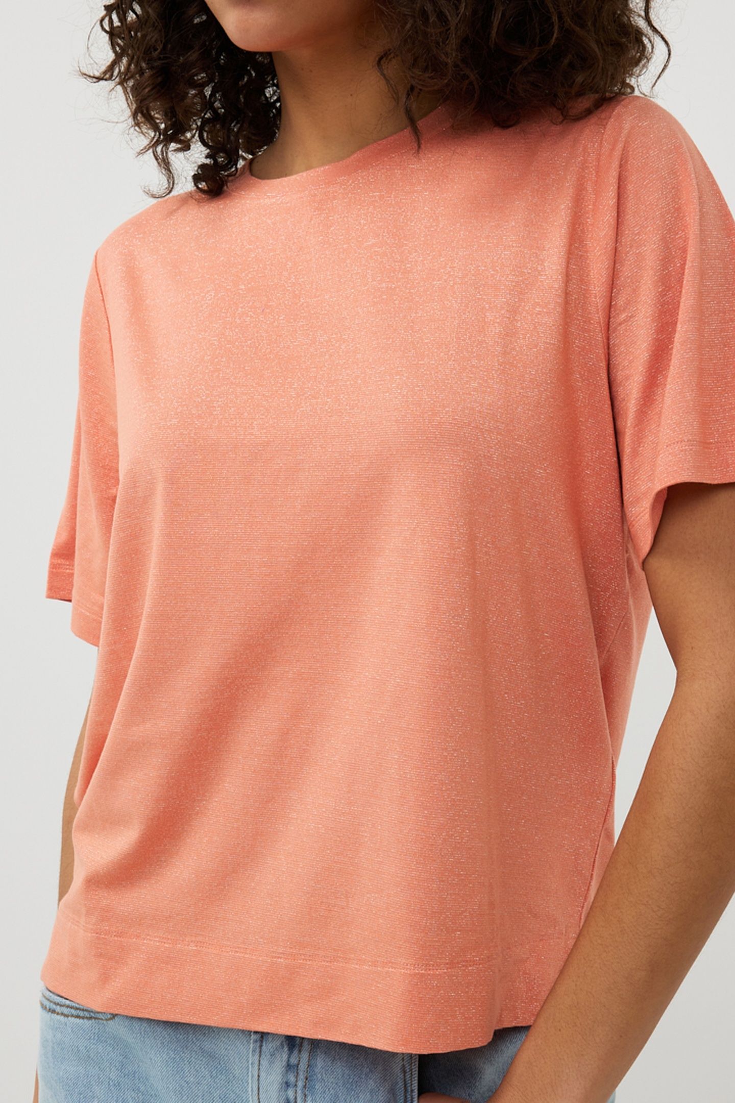 T-SHIRT S/SLVE WIDE FIT LUREX APRICOT 7
