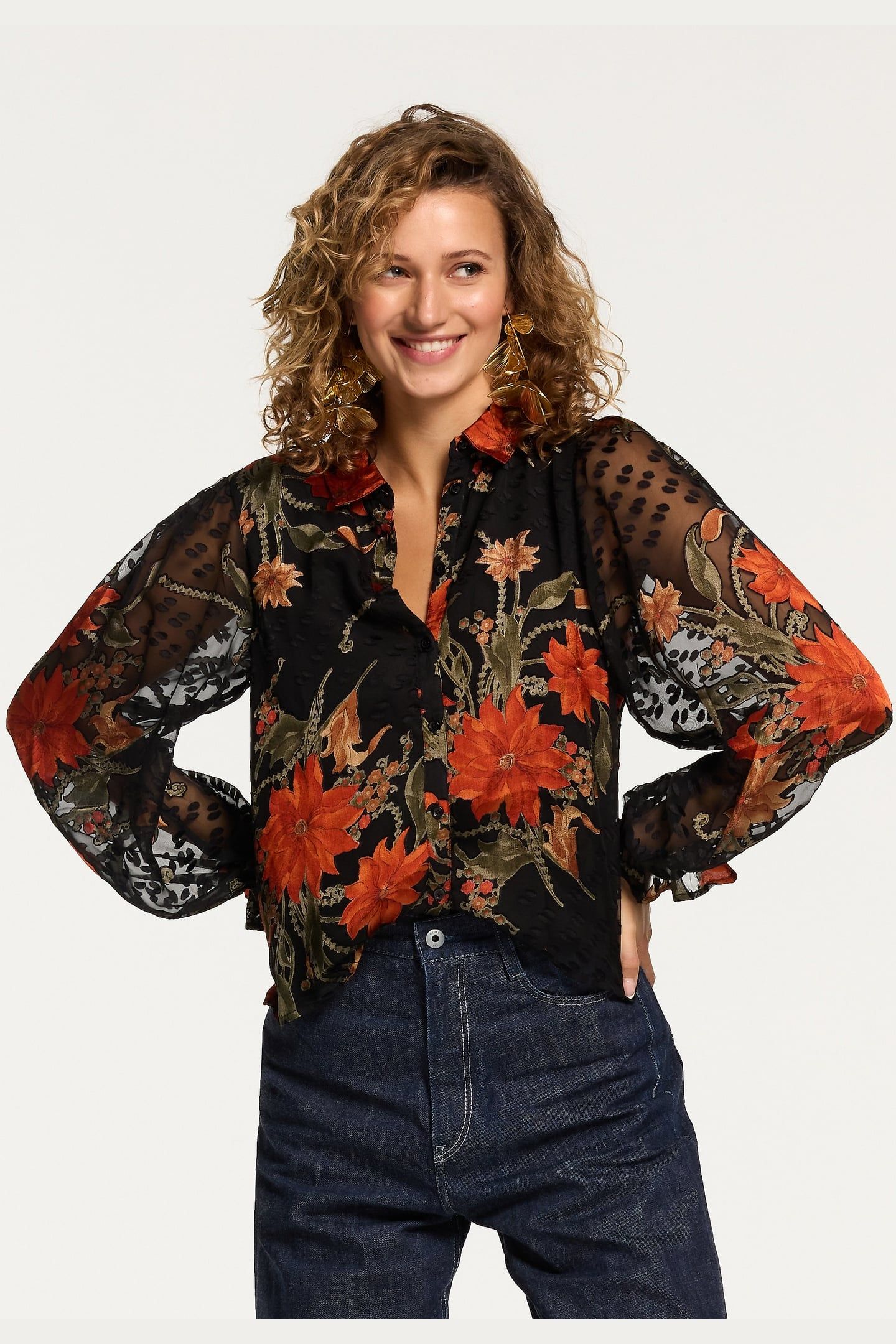 PARADERA BLOUSE VINTAGE FLOWER RUST ORANGE FLOWER 2