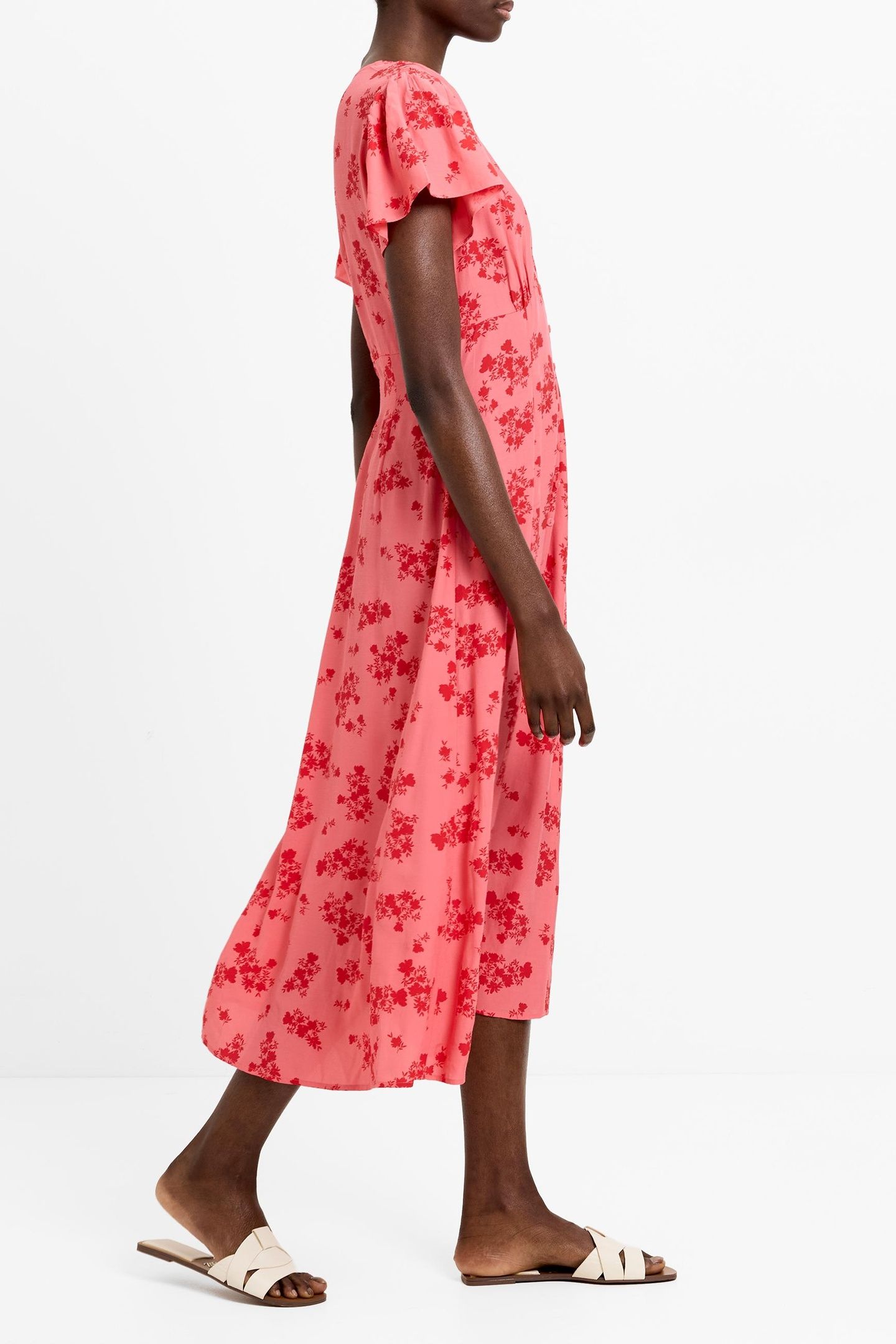 RAQUEL S/S V NK DRESS RASP PINK/RED 2