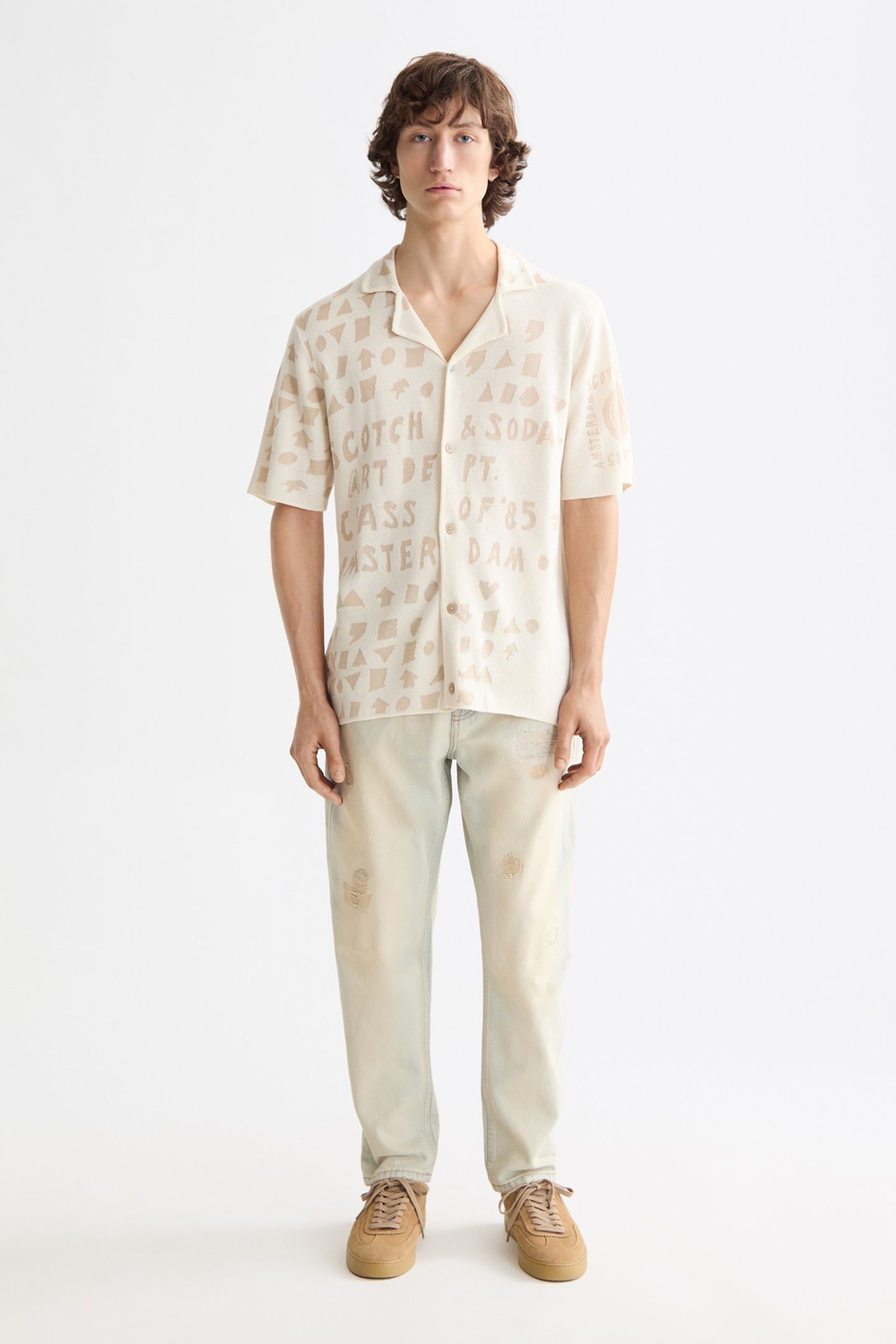 JACQUARD KNITTED SHIRT EGGNOG 1