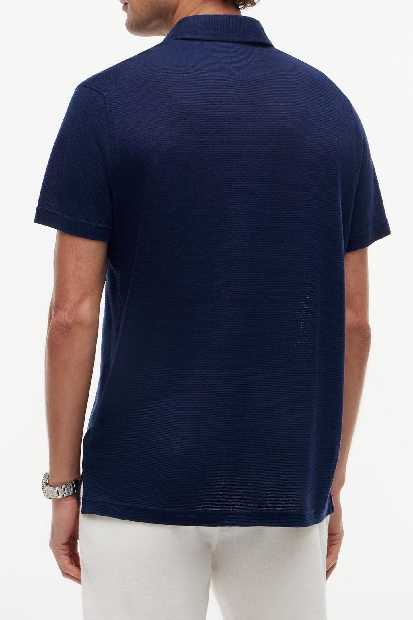 DC SPREAD COLLAR LINEN POLO NAVY IRIS 2