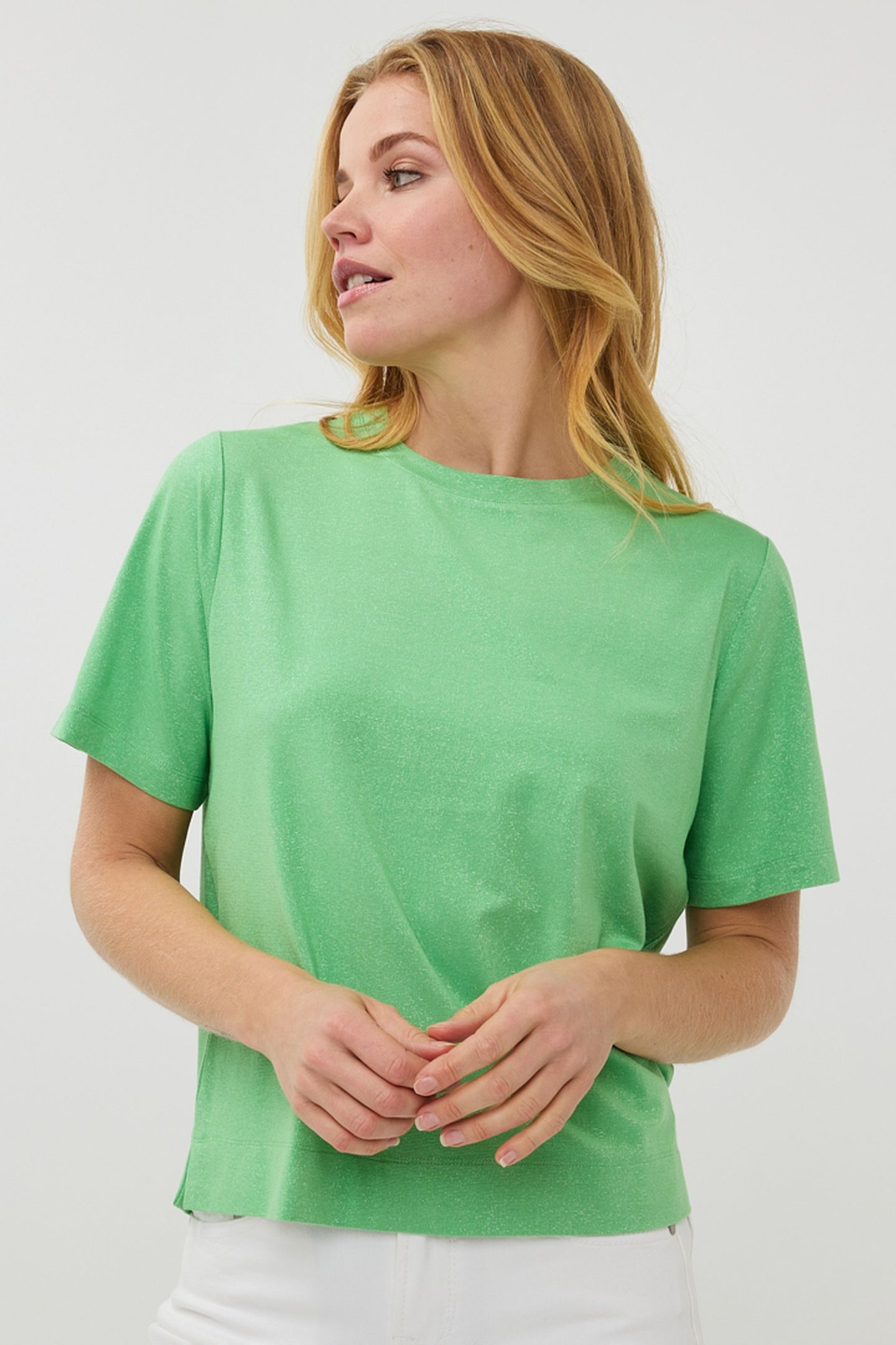 T-SHIRT S/SLVE WIDE FIT LUREX GREEN 2