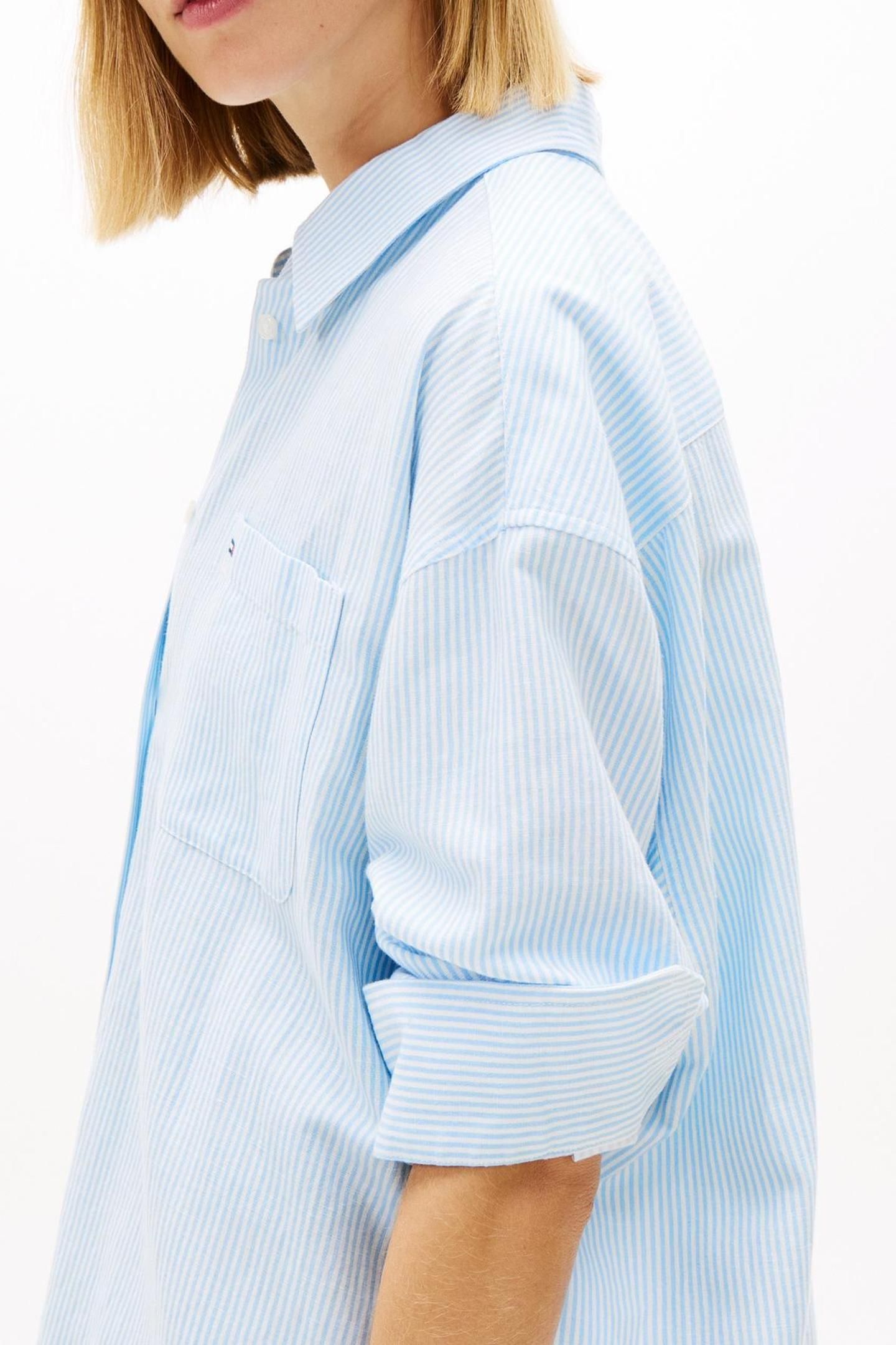 TJW LINEN SHIRT DRESS LIGHT POWDERY BLUE/STRIPE 5