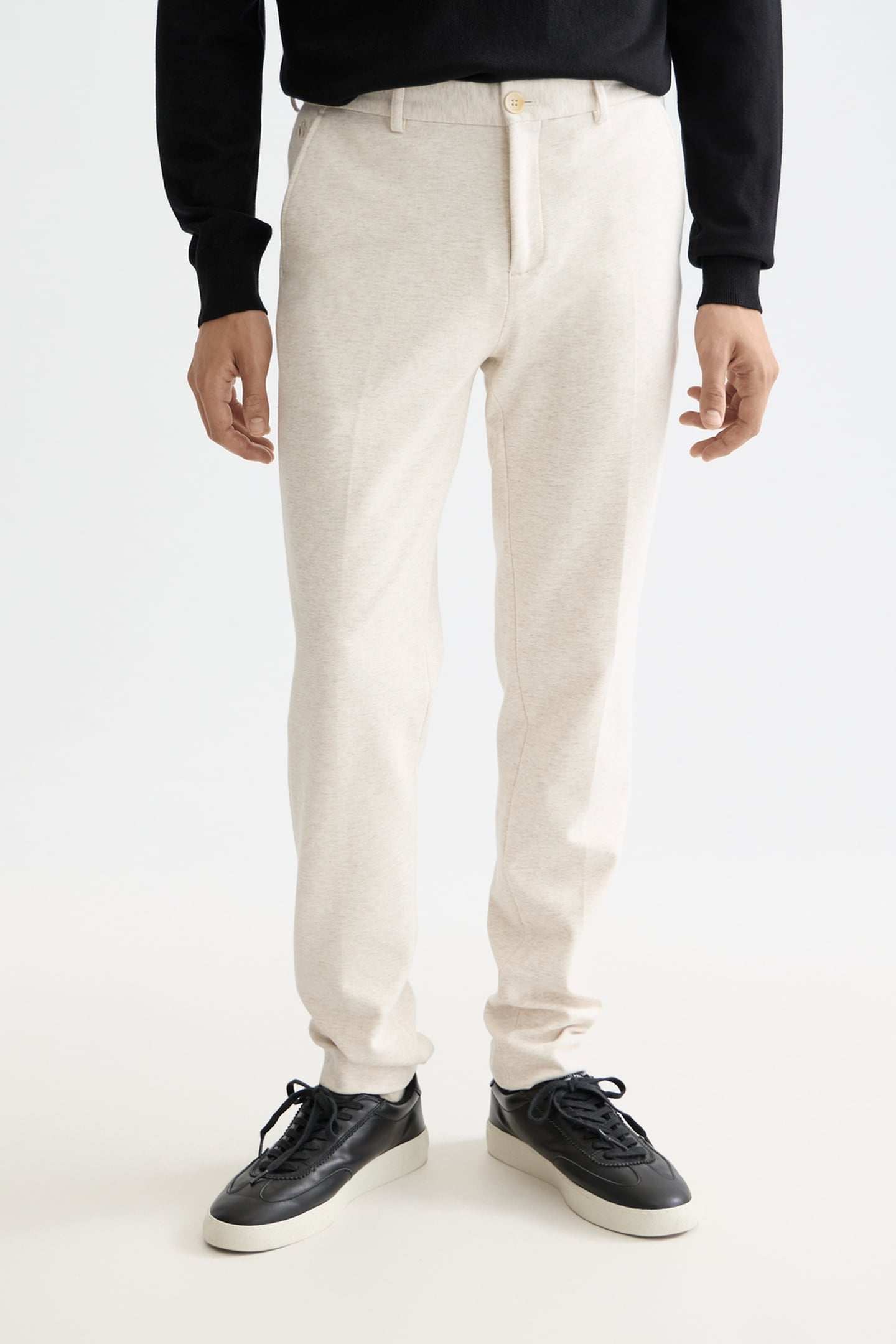 MOTT - TAILORED KNITTED YARN DYED CHINO OFF WHITE MELANGE 1