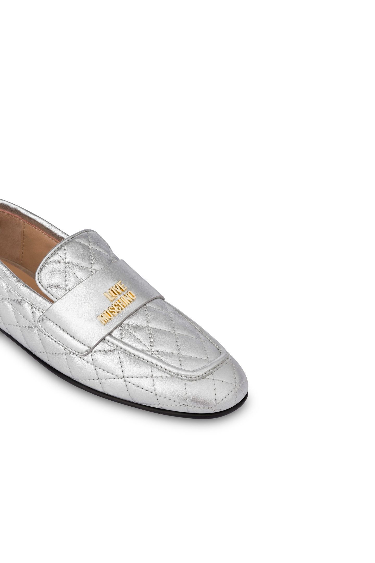 LAMINATED NAPPA LEATHER LOAFERS SILVER 4