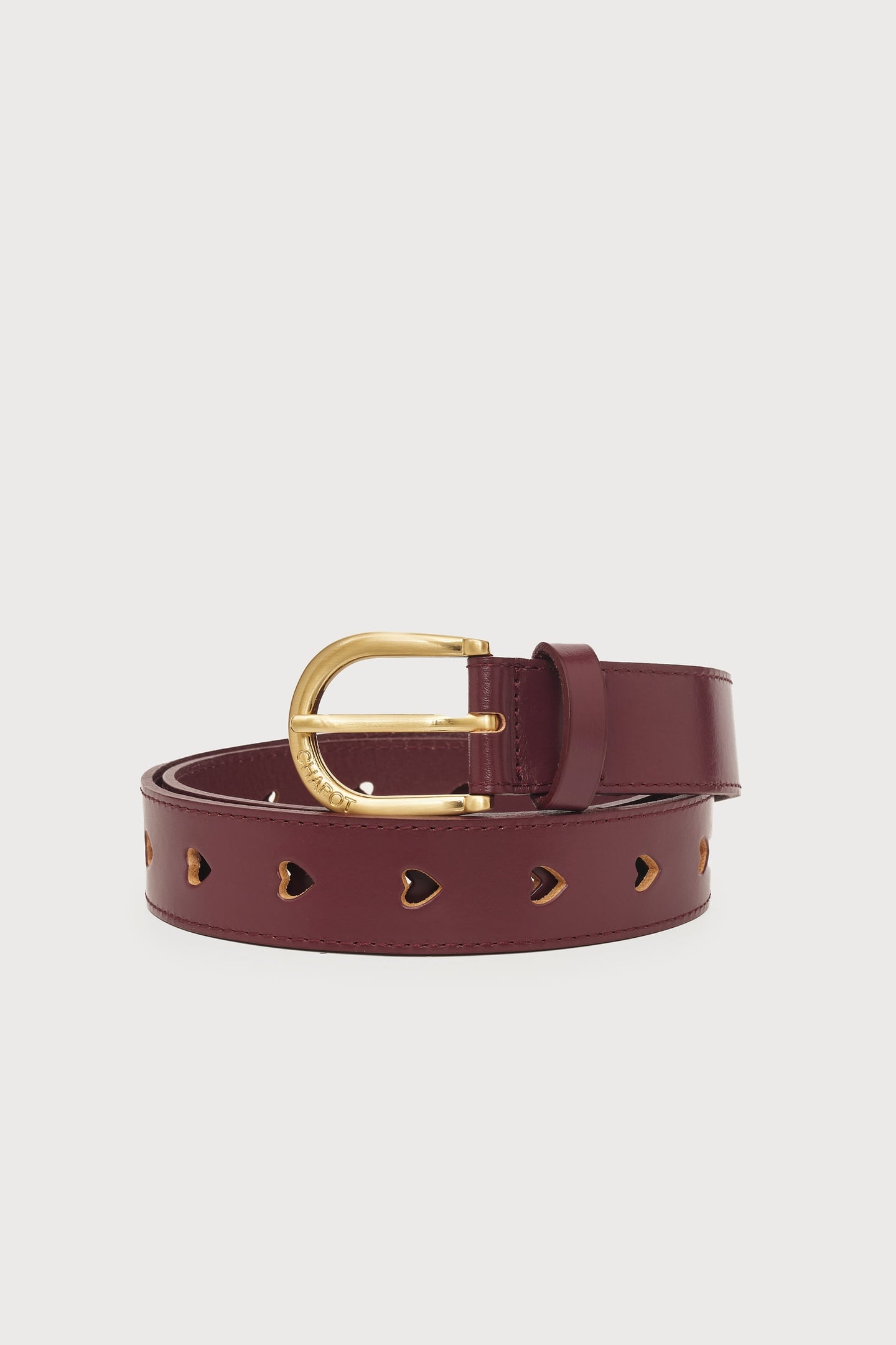 CUT IT OUT HEART BELT DEEP BURGUNDY 1