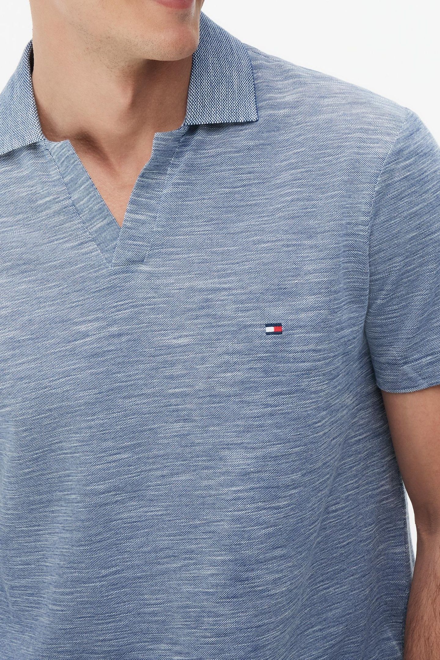 SLUB OXFORD PIQUE POLO BLUE JEAN/WHITE 5