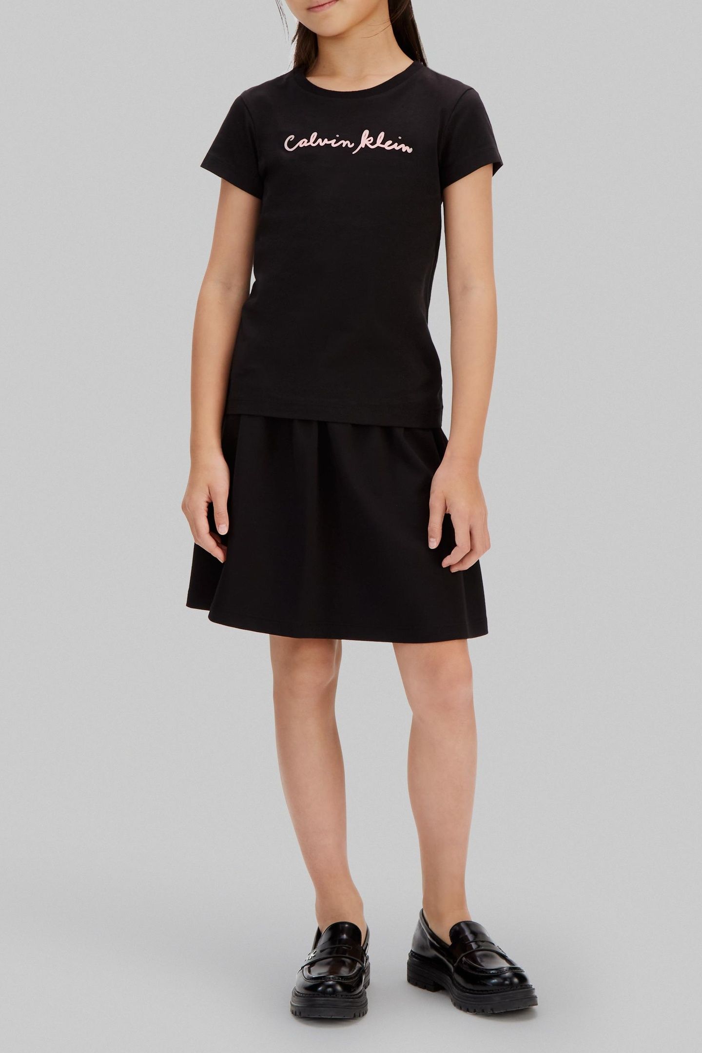 GIRLS SCRIPT LOGO SLIM SS T-SHIRT BLACK 2