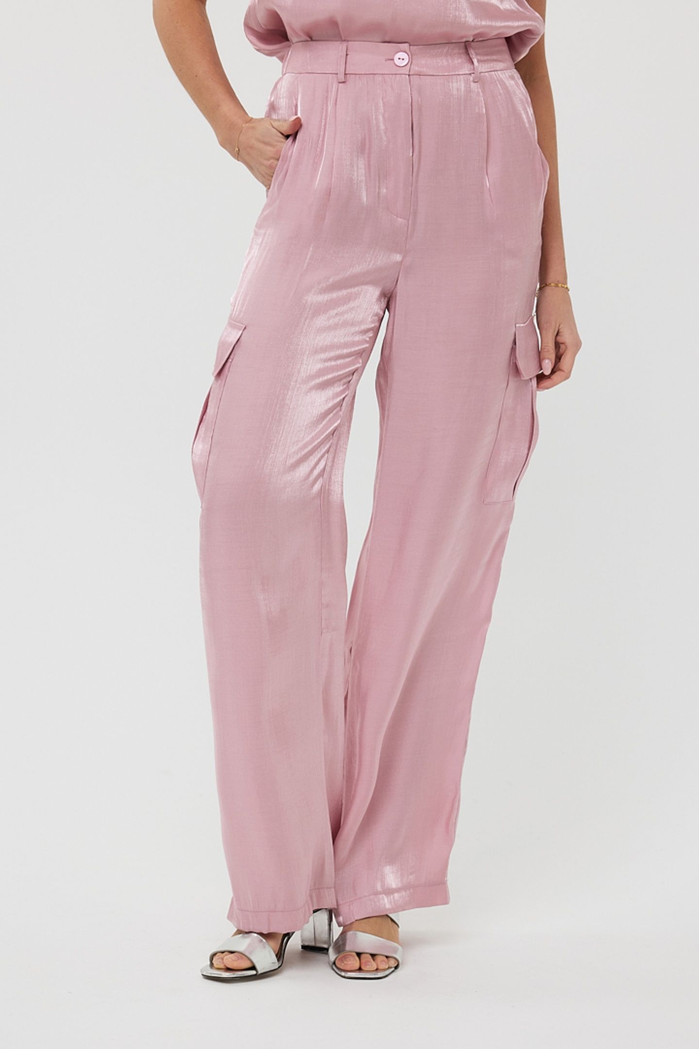 TROUSERS CARGO SILKY TOUCH PASTEL PINK 1