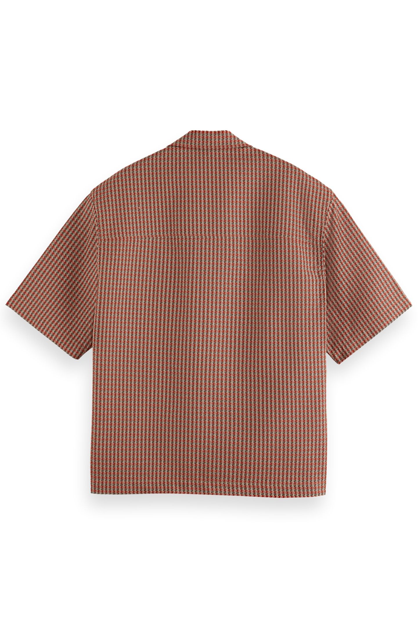 MICRO GEO PRINT SHORT-SLEEVED SHIRT AURORA RED MICRO CHECK 2