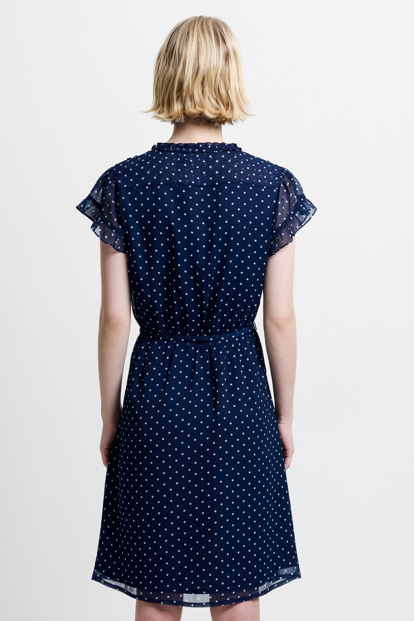 POLKA RUFFLE DRESS K NAVY/SUMMER WHITE 2