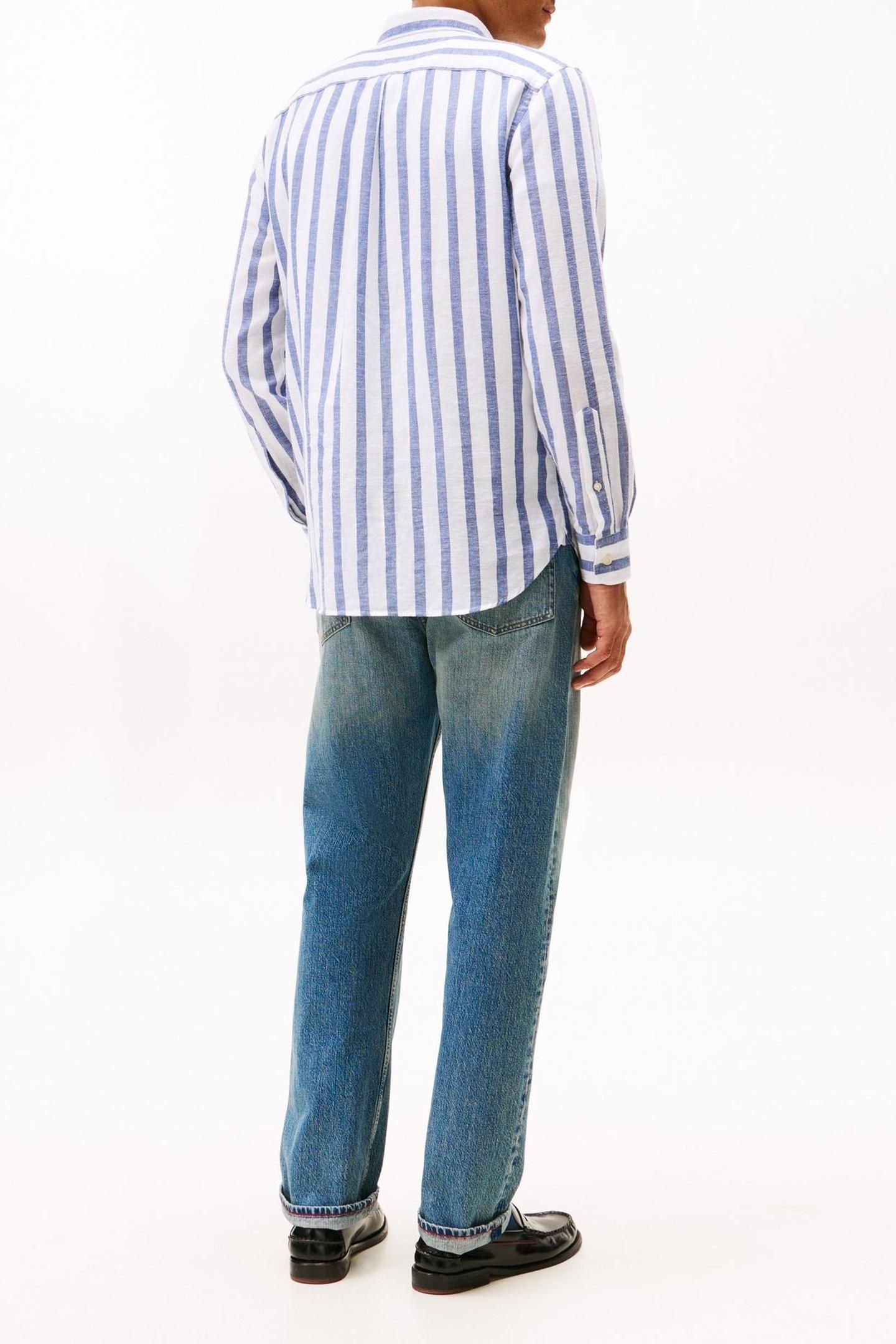 BRUSHED LINEN TWILL SHIRT BOLD BLUE/STRIPE 3