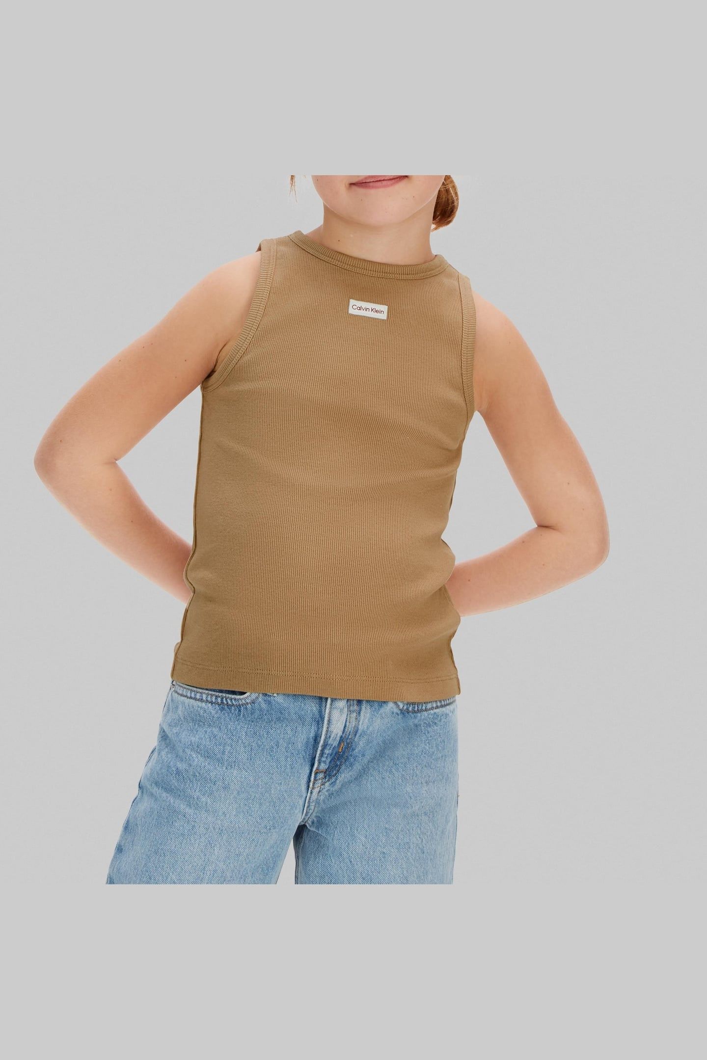 GIRLS RIB TANK TOP TIGERS EYE 3