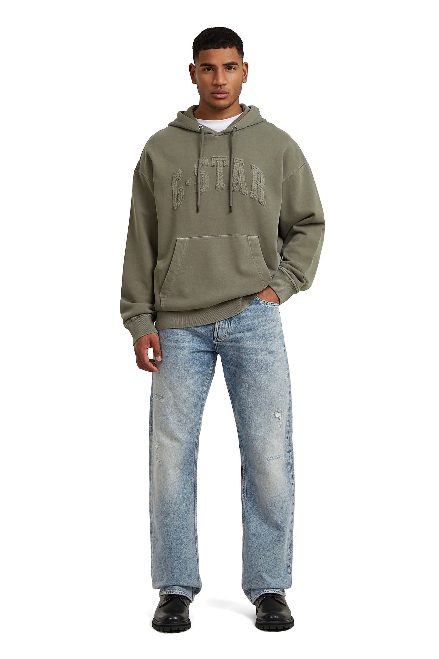APPLIQUE RELAXED HOODED SWEATER TURF 1