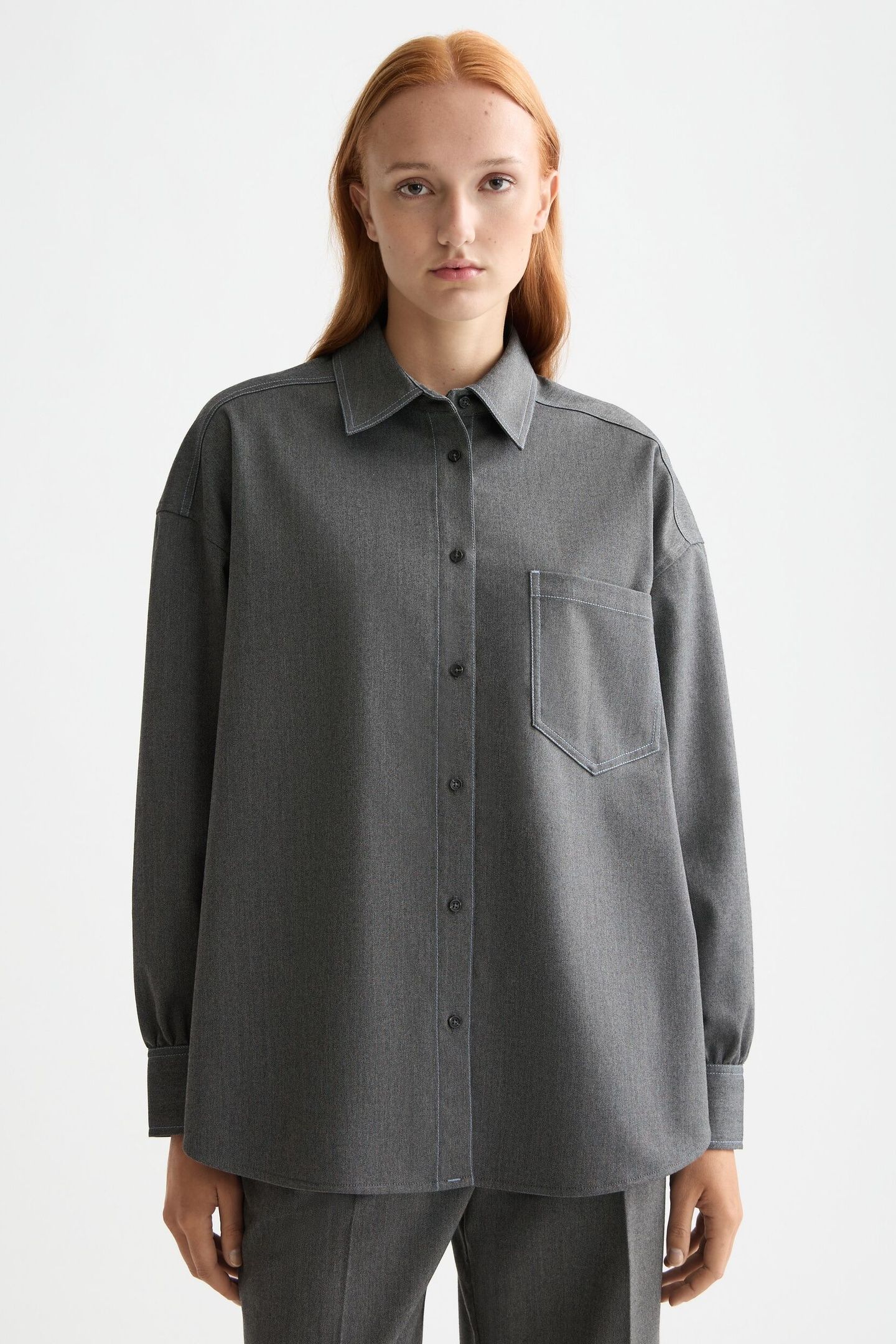 GIRLFRIEND HERRINGBONE SHIRT GREY BLACK HERRINGBONE 3