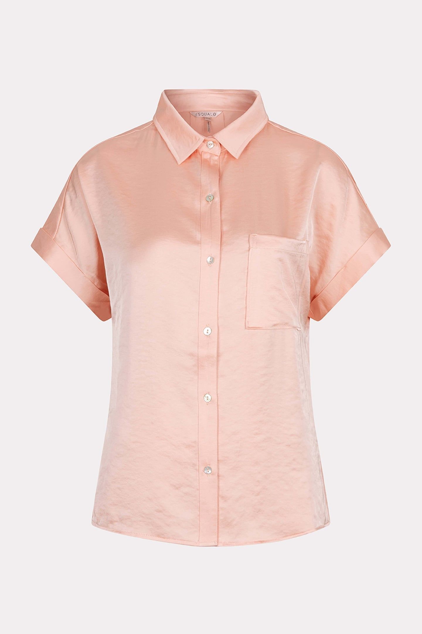 BLOUSE S/SLVE POCKET SATIN LOOK LIGHT APRICOT 5