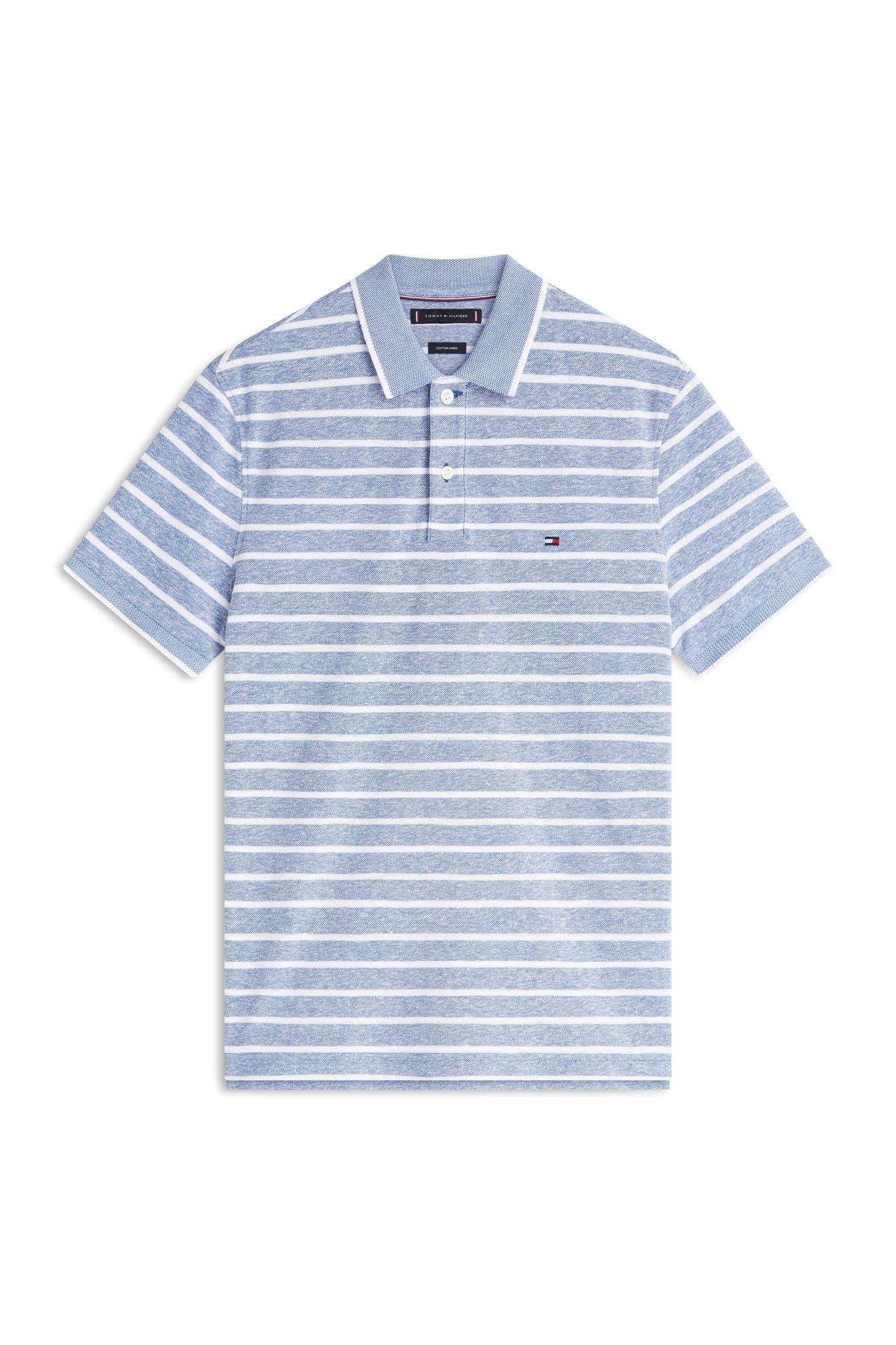 COTTON LINEN PIQUE POLO BLUE JEAN/WHITE 4