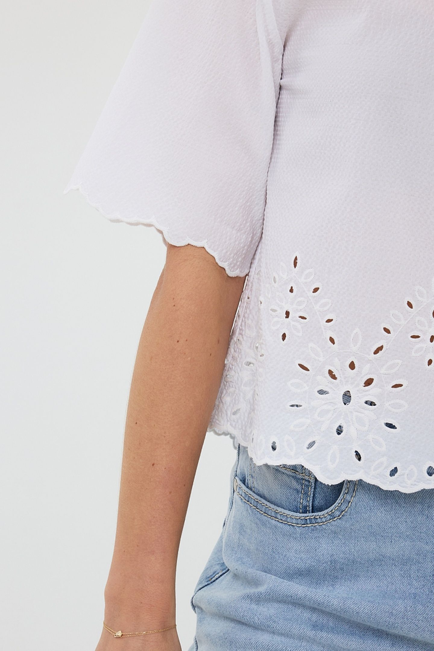 BLOUSE CROPPED CRINKLE EMBROIDERY OFF WHITE 6