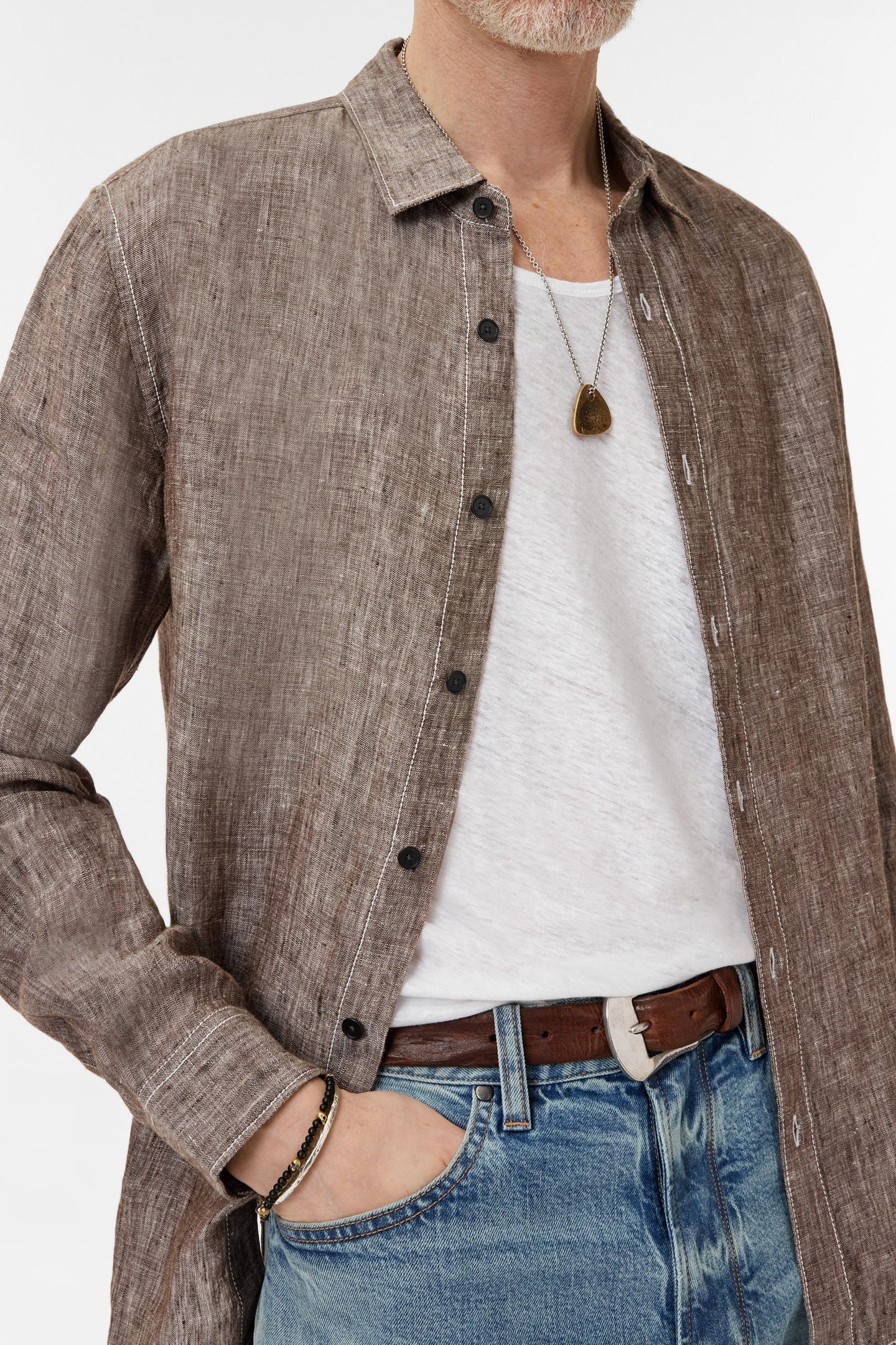 BEN LS SPORTSHIRT EARTH BROWN 3