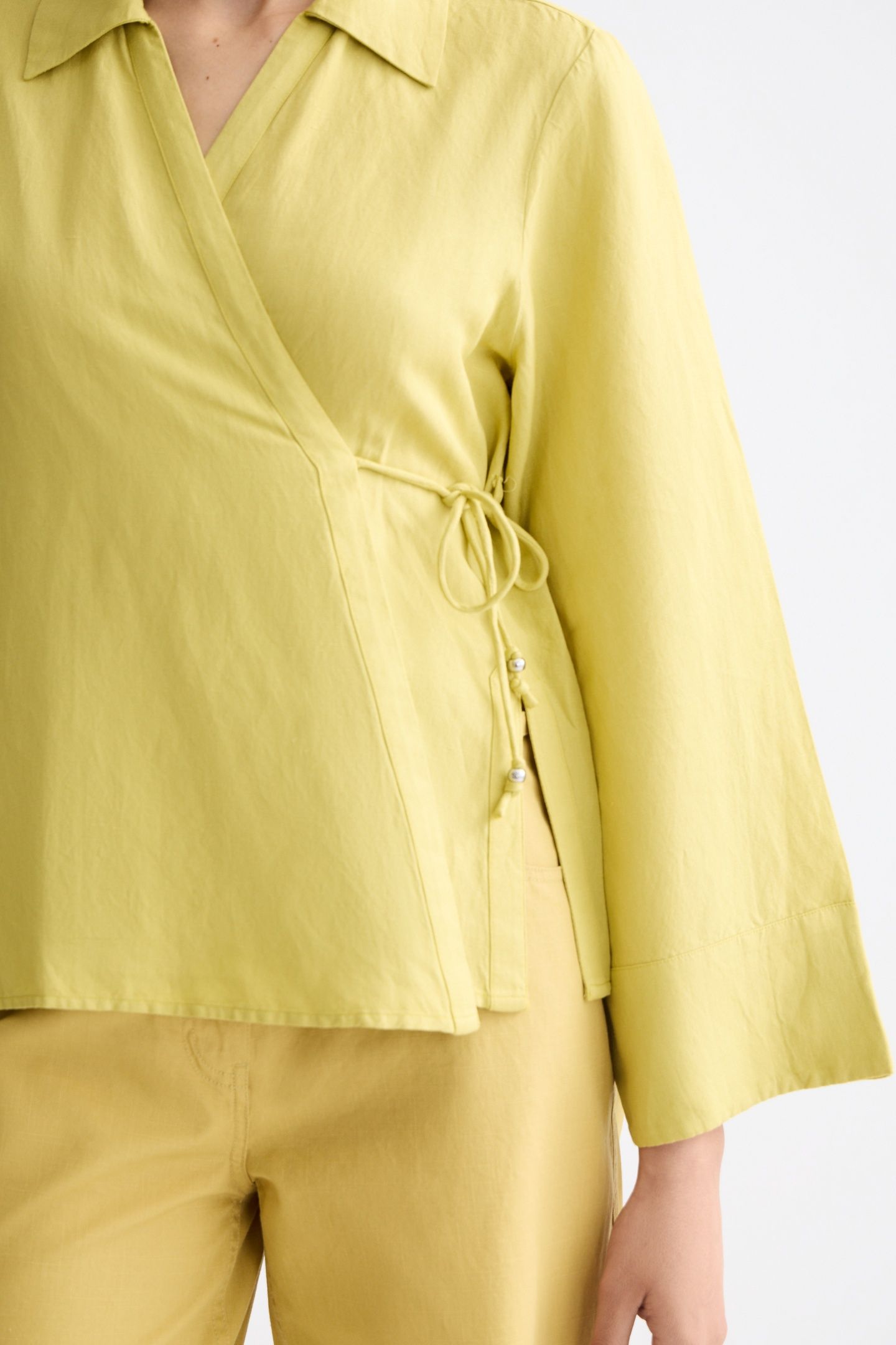 WRAP SHIRT WITH TIE CLOSURE GOLDEN GREEN 4