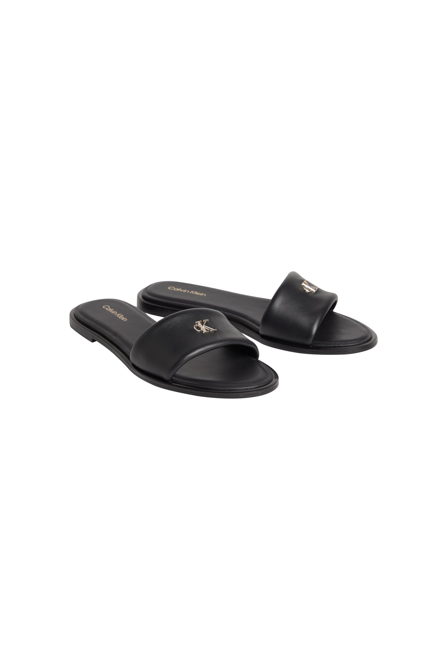 ROUND FLAT SANDAL LEATHER TRIPLE BLACK 2