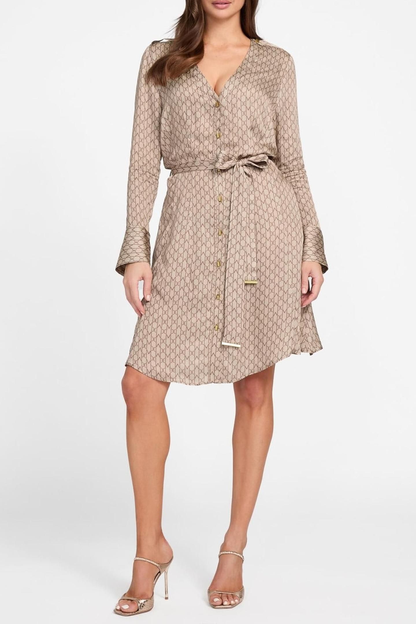 BRITNEY LS SHORT DRESS MONOGRAM COMBO VELVE 2