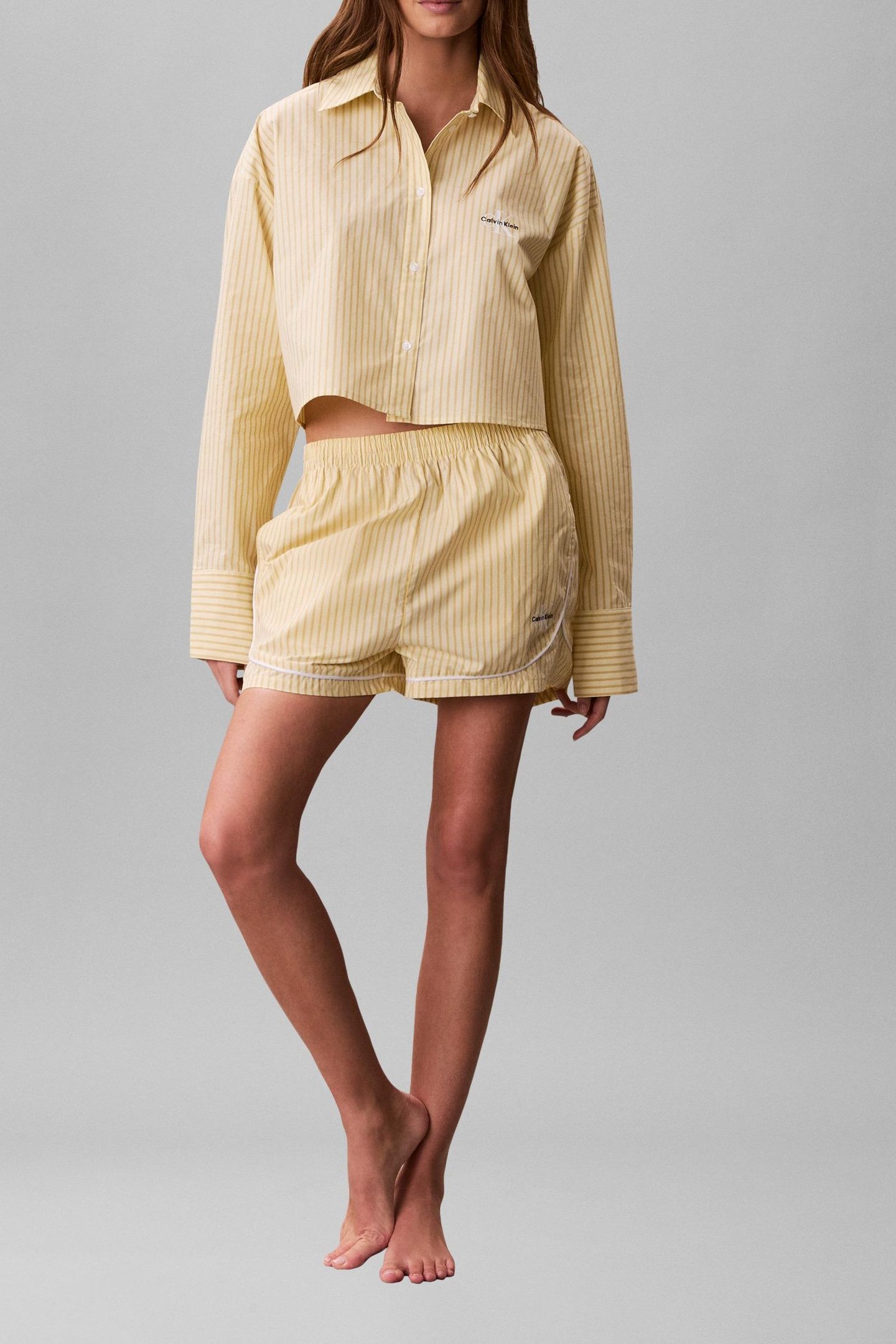 CK GRAPHIC CROPPED SLEEP TOP SERA STRIPE PEAR SORBET 2