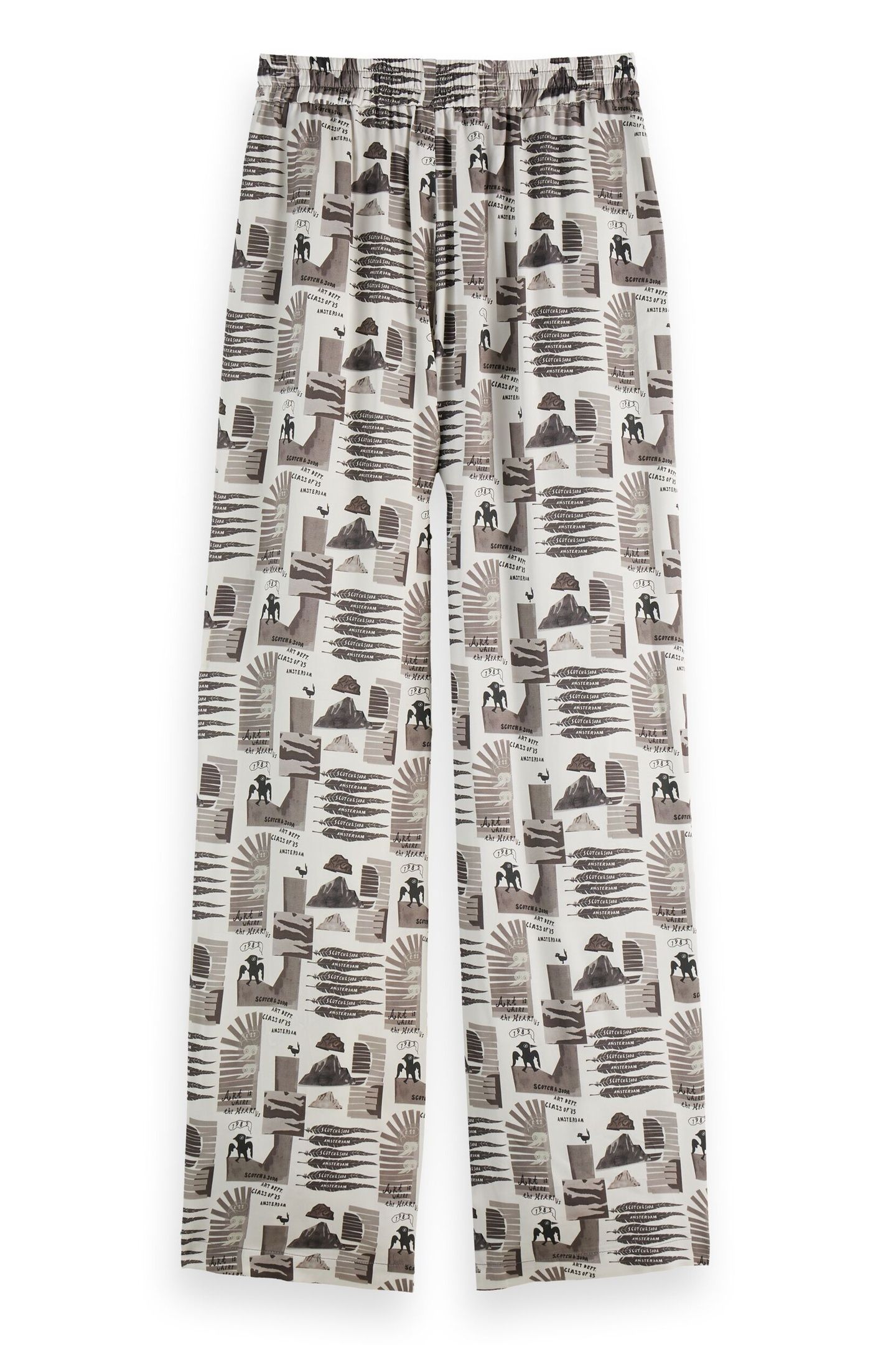 GIA - MID RISE WIDE LEG ELASTICATED TROUSERS ART DEPT COLLAG 4