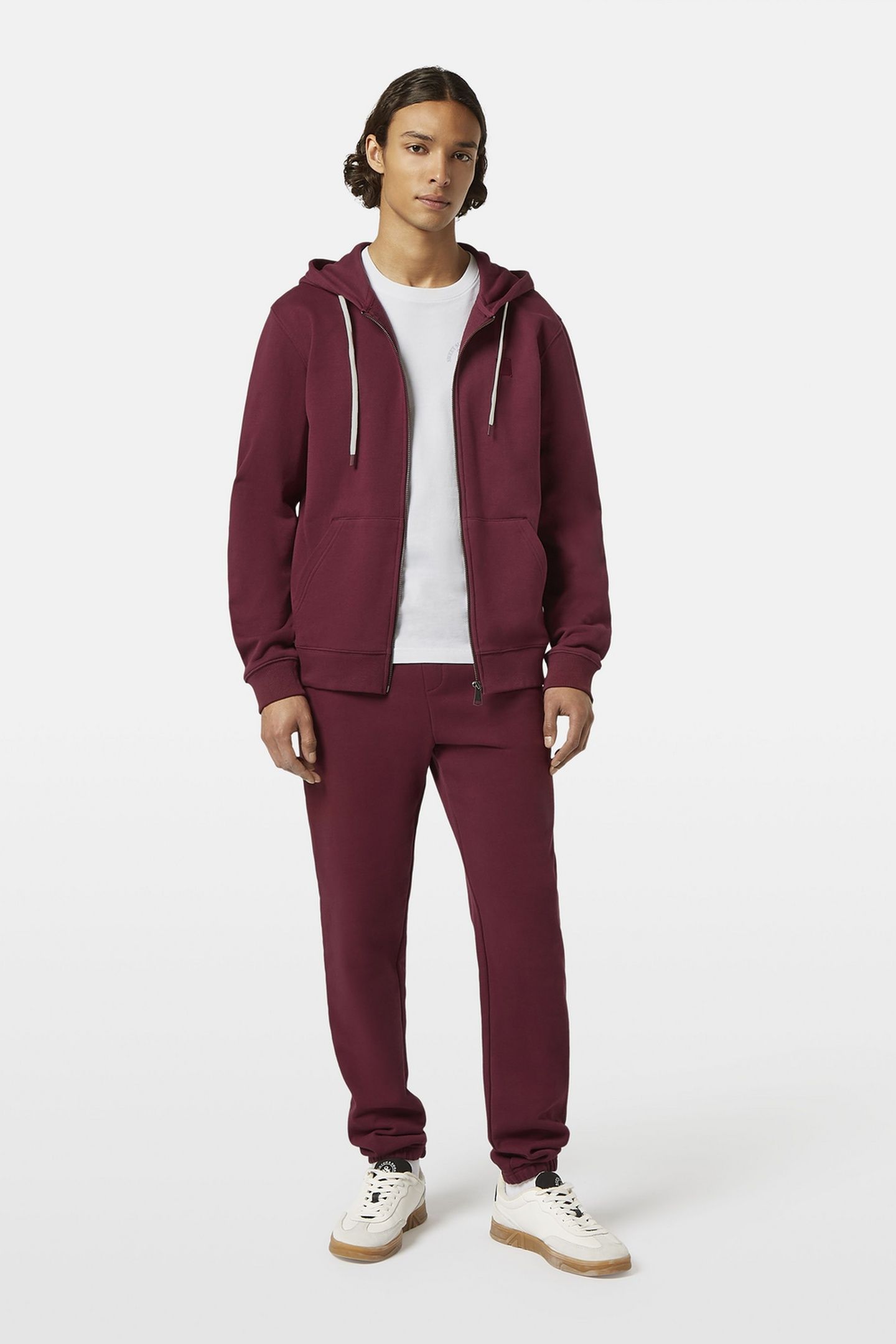 LOGO BADGE FULL ZIP THROUGH HOODIE BORDEAUX 1