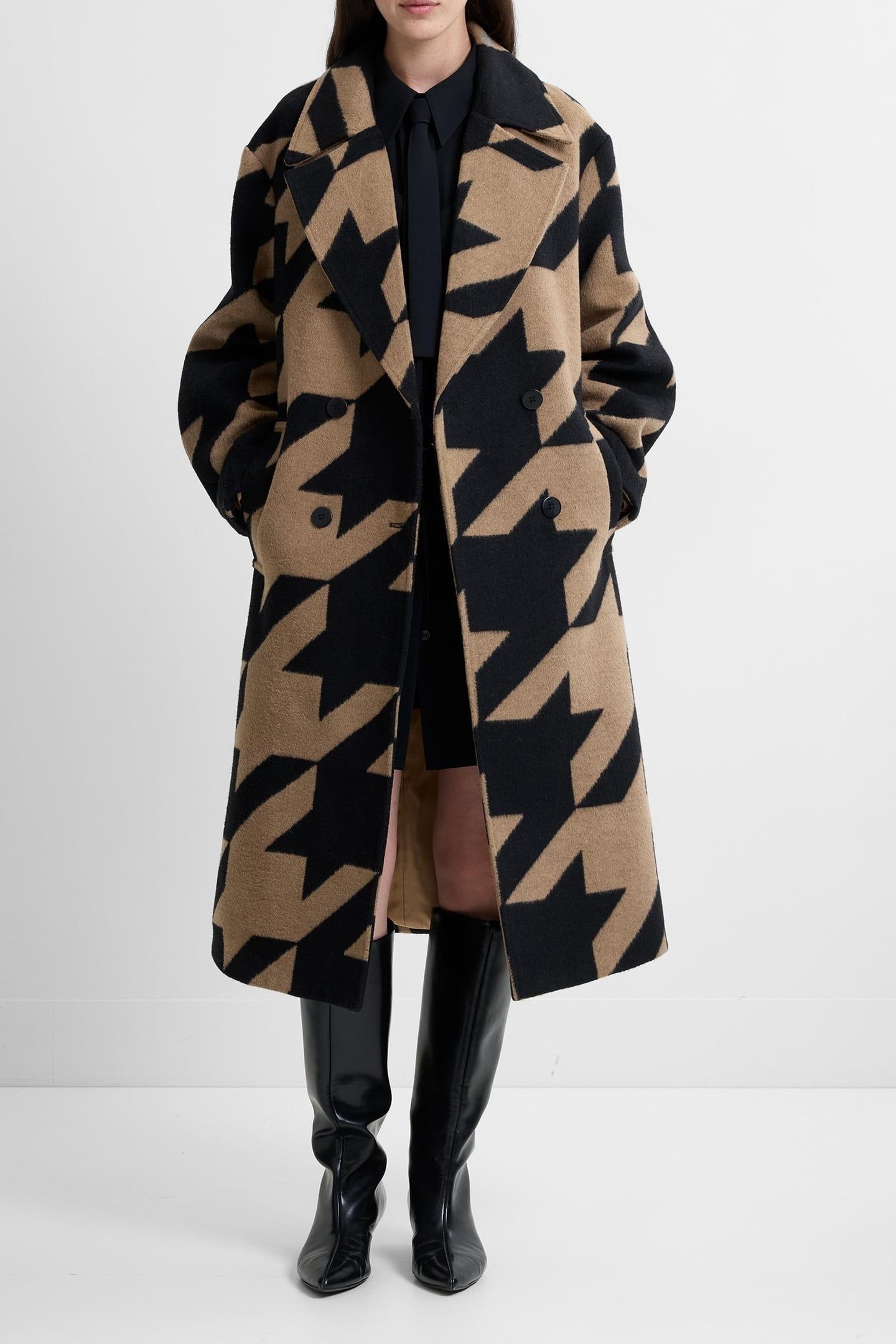 LUCILLA HOUNDSTOOTH COAT BLACK/CAMEL 1