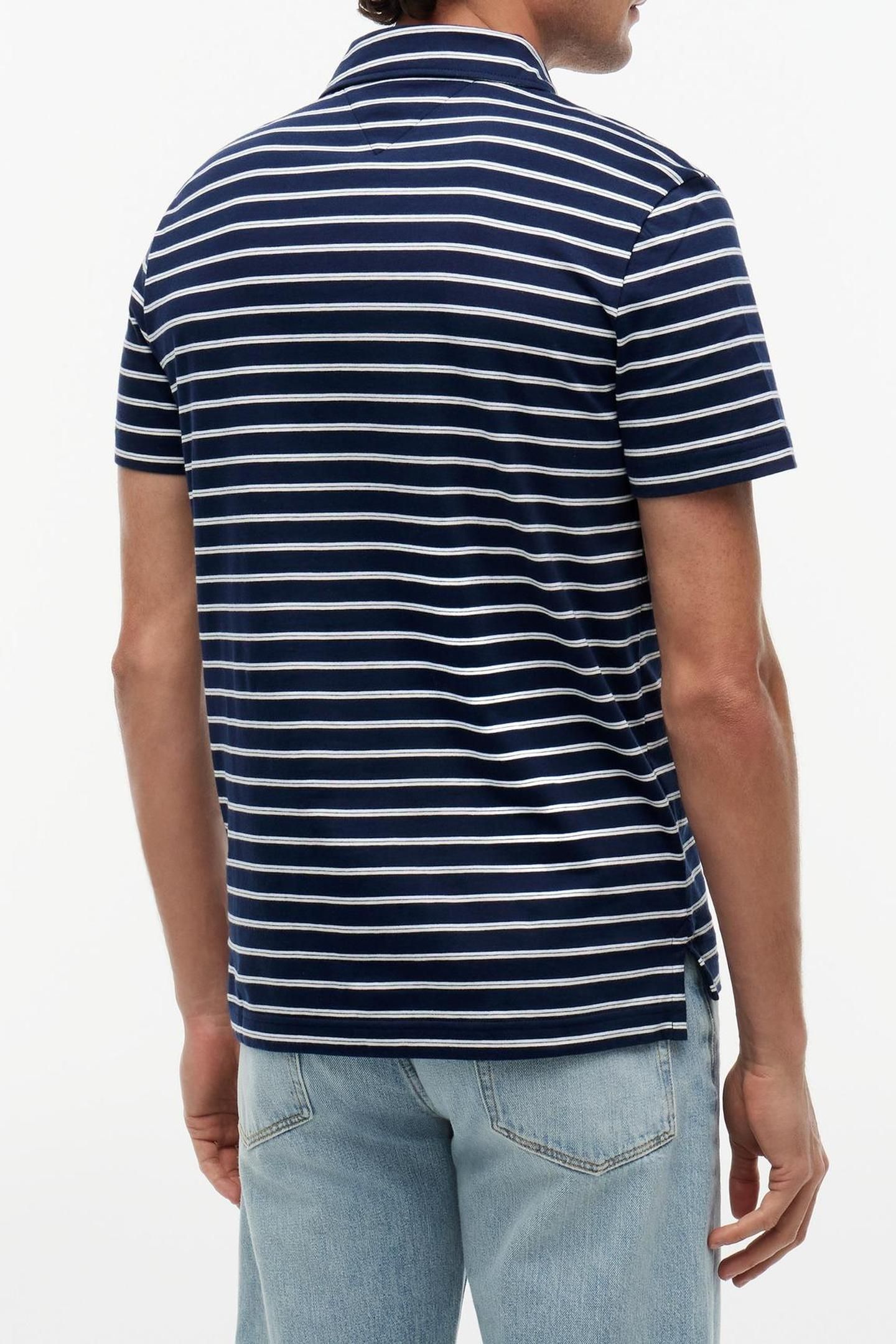 SINGLE JERSEY STRIPE POLO CARBON NAVY/IVORY PETAL 3