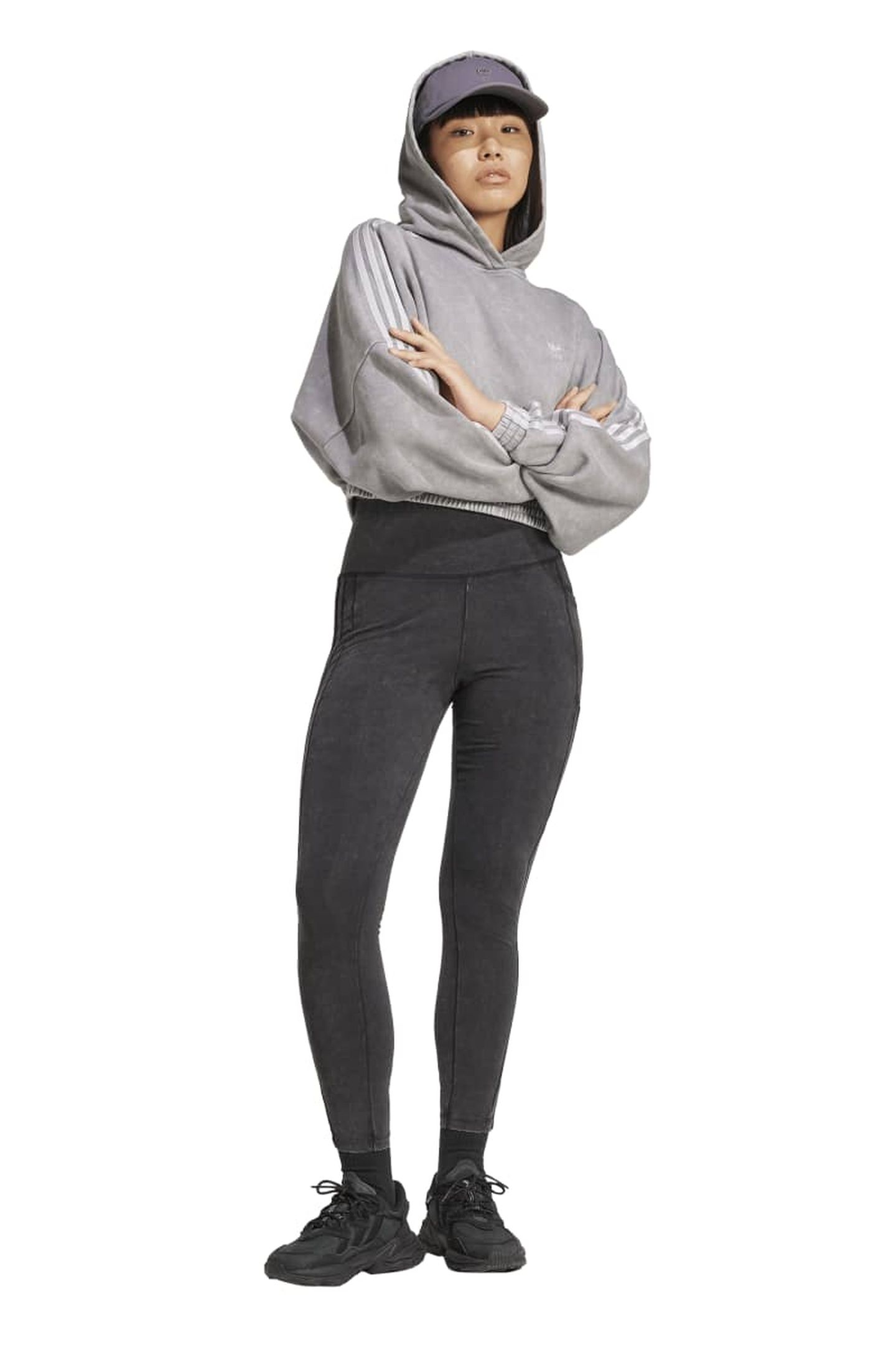 ORIGINALS WASHED THREE STRIPE LEGGINGS BLACK 3