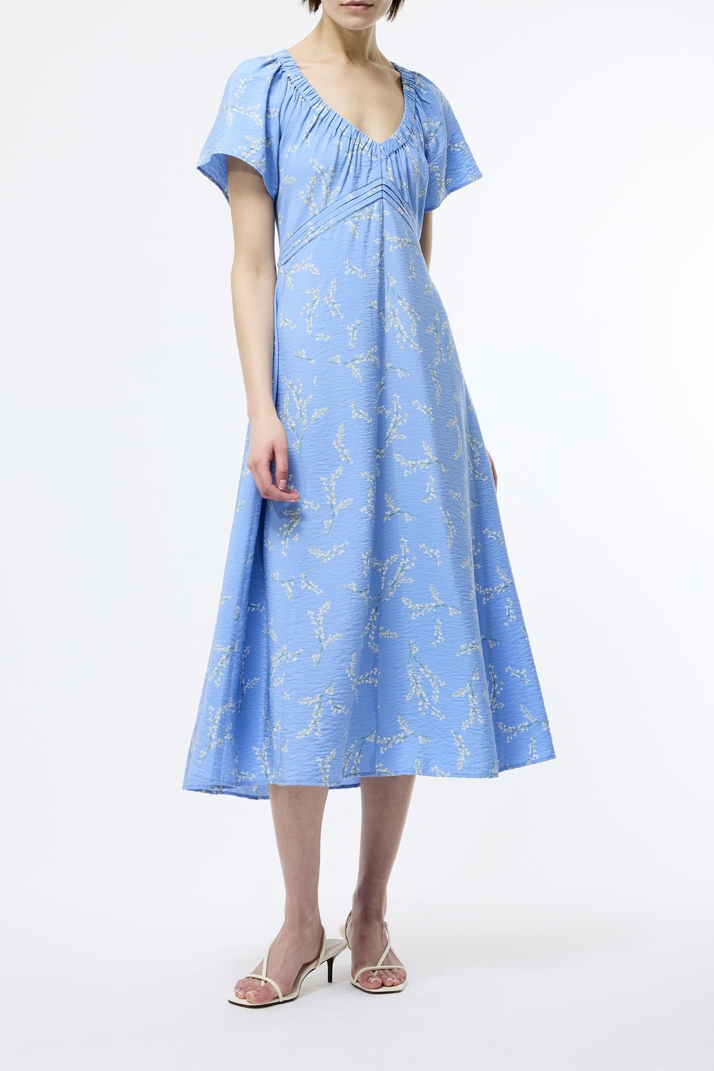 DANIELLA FARON DRAPE V NK MIDI CORNFLOWER BLUE 1