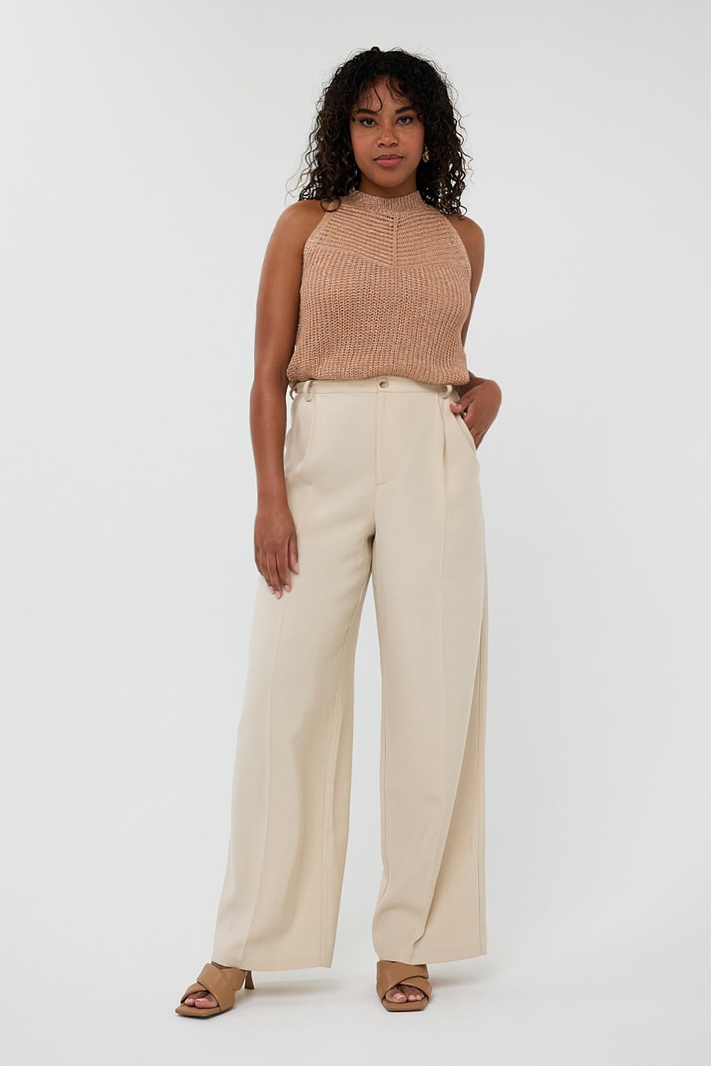 TOP KNITTED DOUBLE V LUREX PRALINE 1