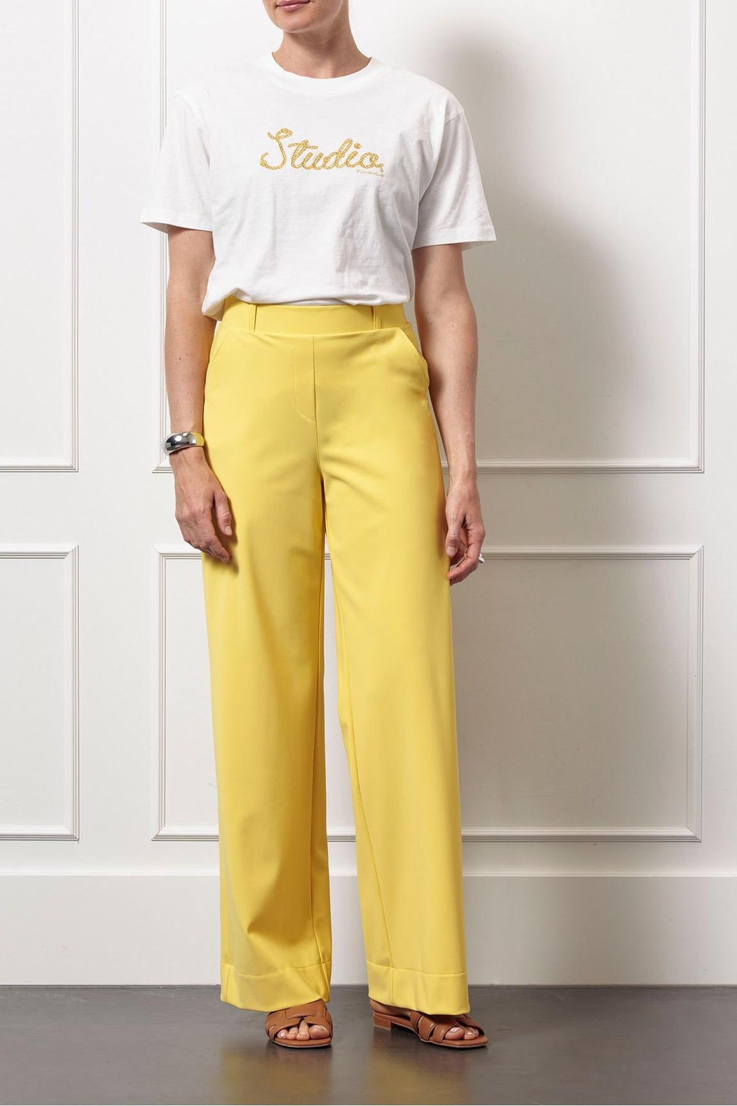 LEXIE LONG BONDED TROUSERS GOLDEN YELLOW 3