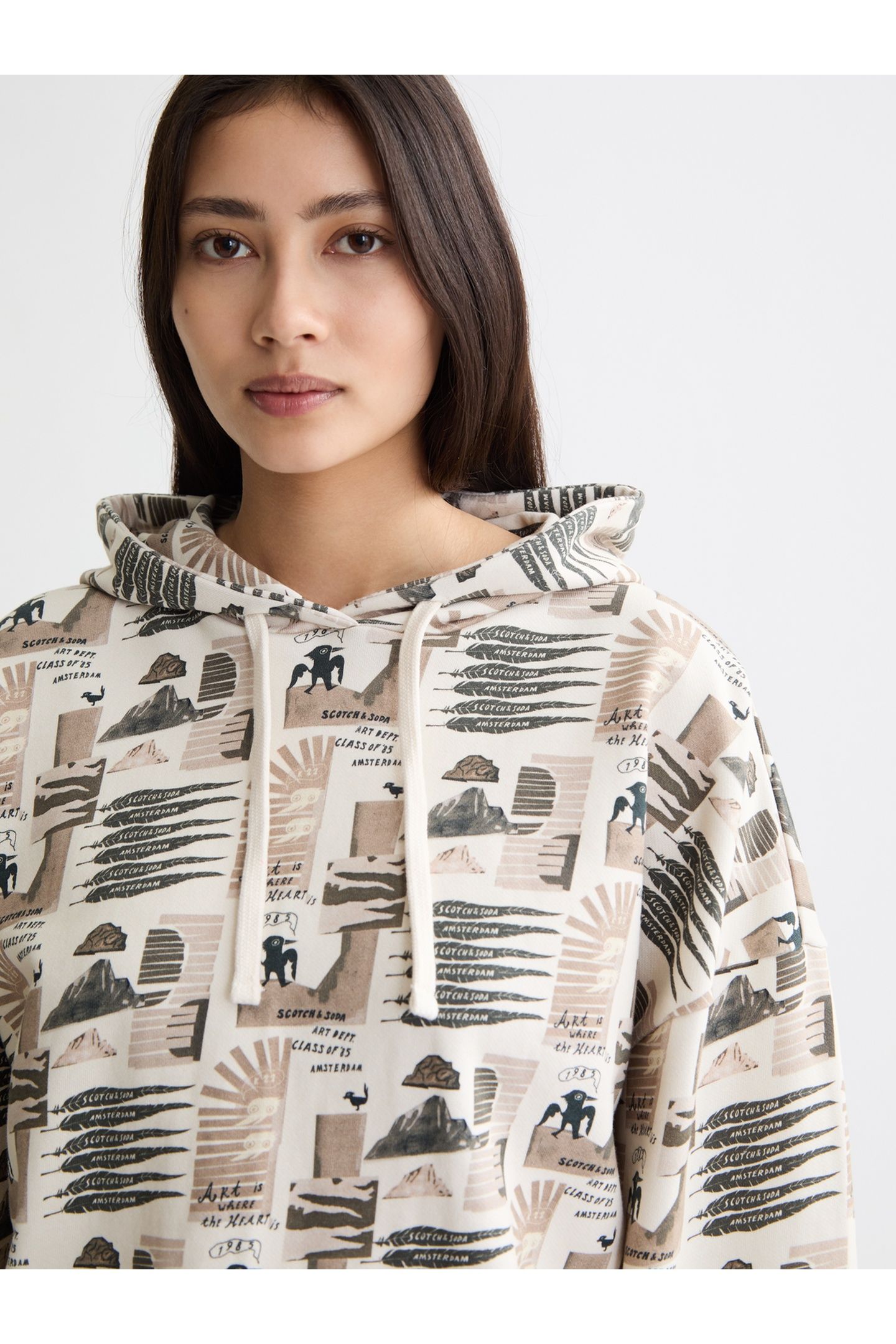 ALL OVER PRINTED OVERSIZED FIT HOODIE ART DEPT COLLAGE GREY 6
