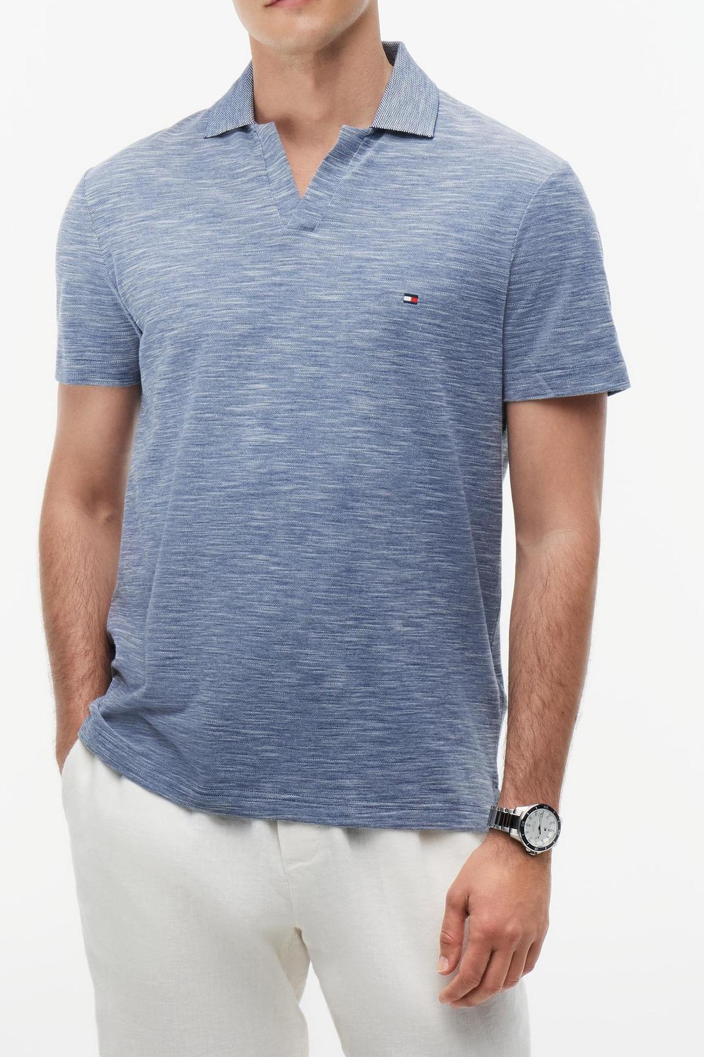 SLUB OXFORD PIQUE POLO BLUE JEAN/WHITE 1
