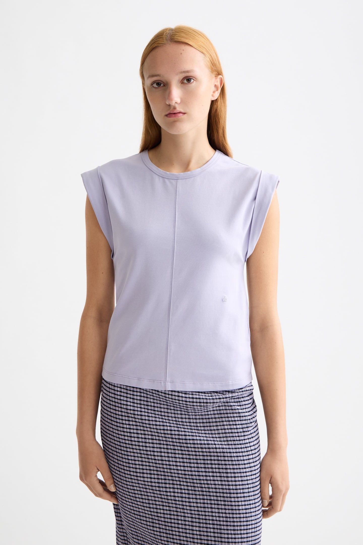 FITTED ROLLED-UP SLEEVE T-SHIRT LANGUID LAVENDER 1