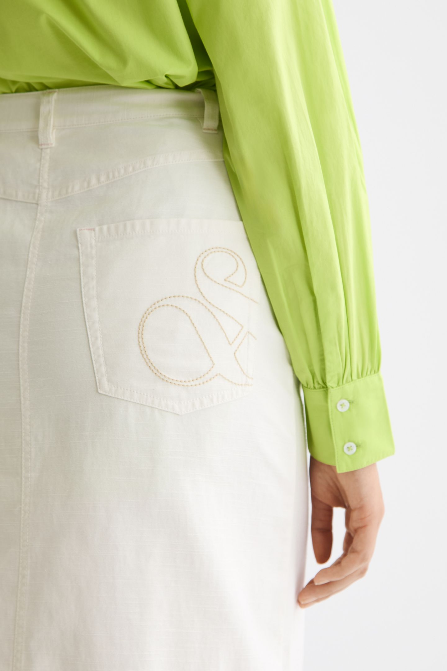 WORKWEAR MIDI SKIRT WITH FRONT SLIT EGGNOG 9