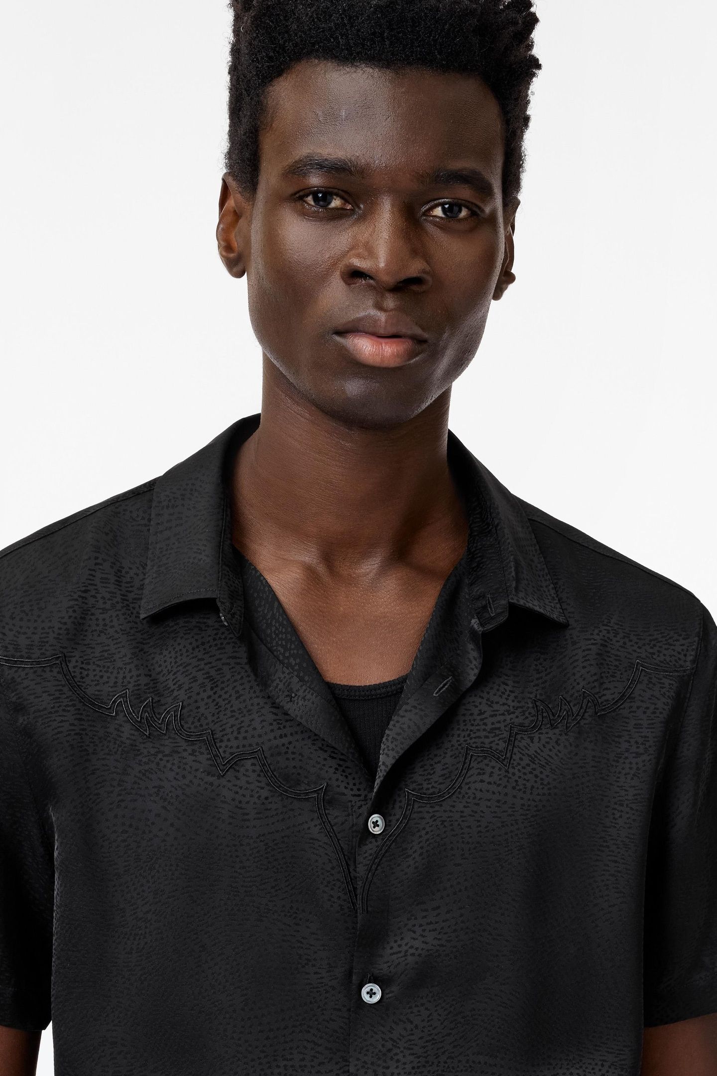 SHORT SLEEVE SHIRTS WITH FRONT EMBROIDER BLACK 3
